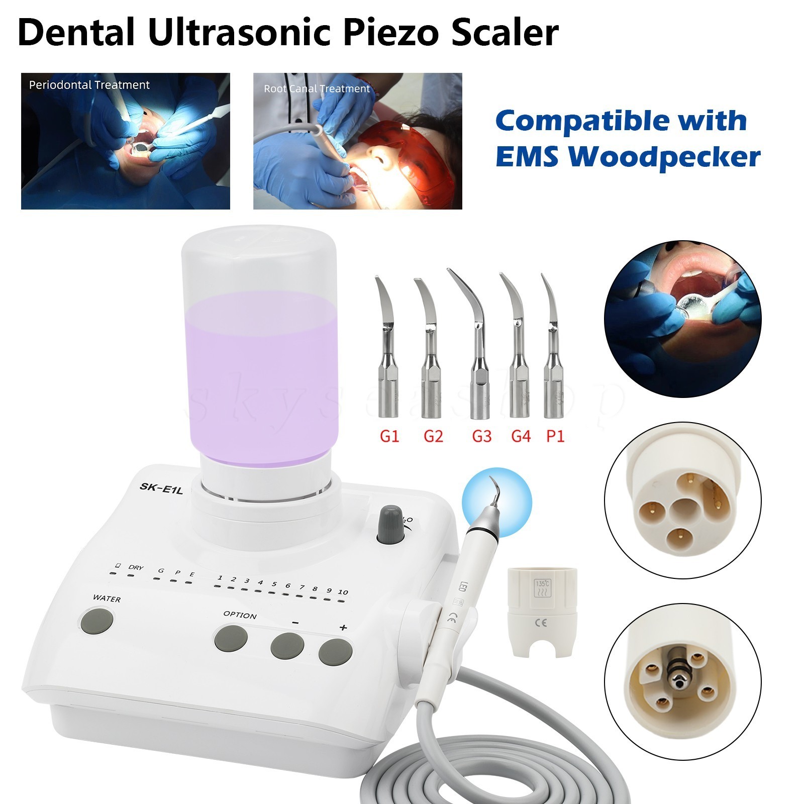 SK-E1L Dental Ultrasonic Piezo Scaler 2 Bottles / LED detachable Handpiece HW-5L