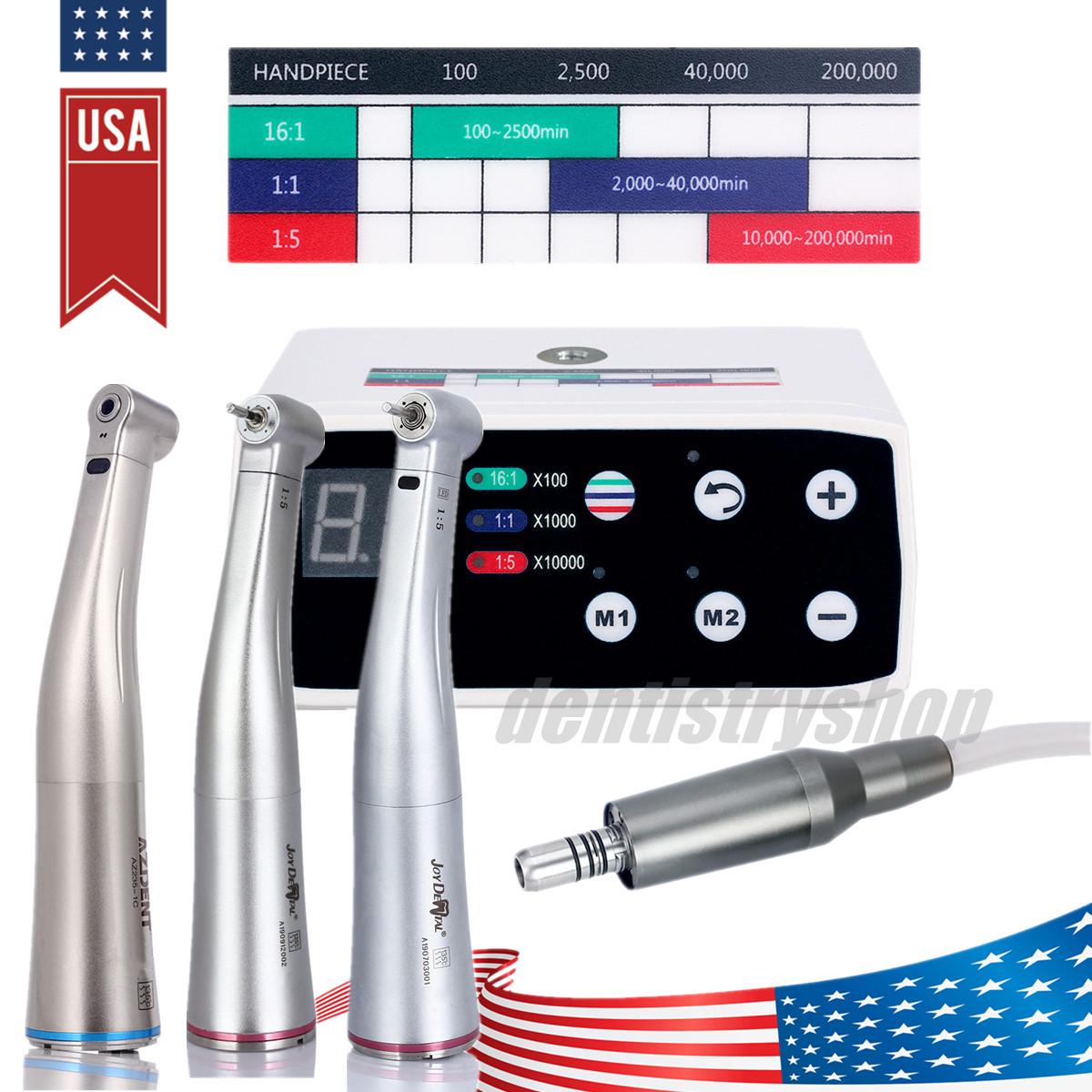 NSK Style Dental Brushless LED Electric Micro Motor/1:5/1:1 Increasing Handpiece