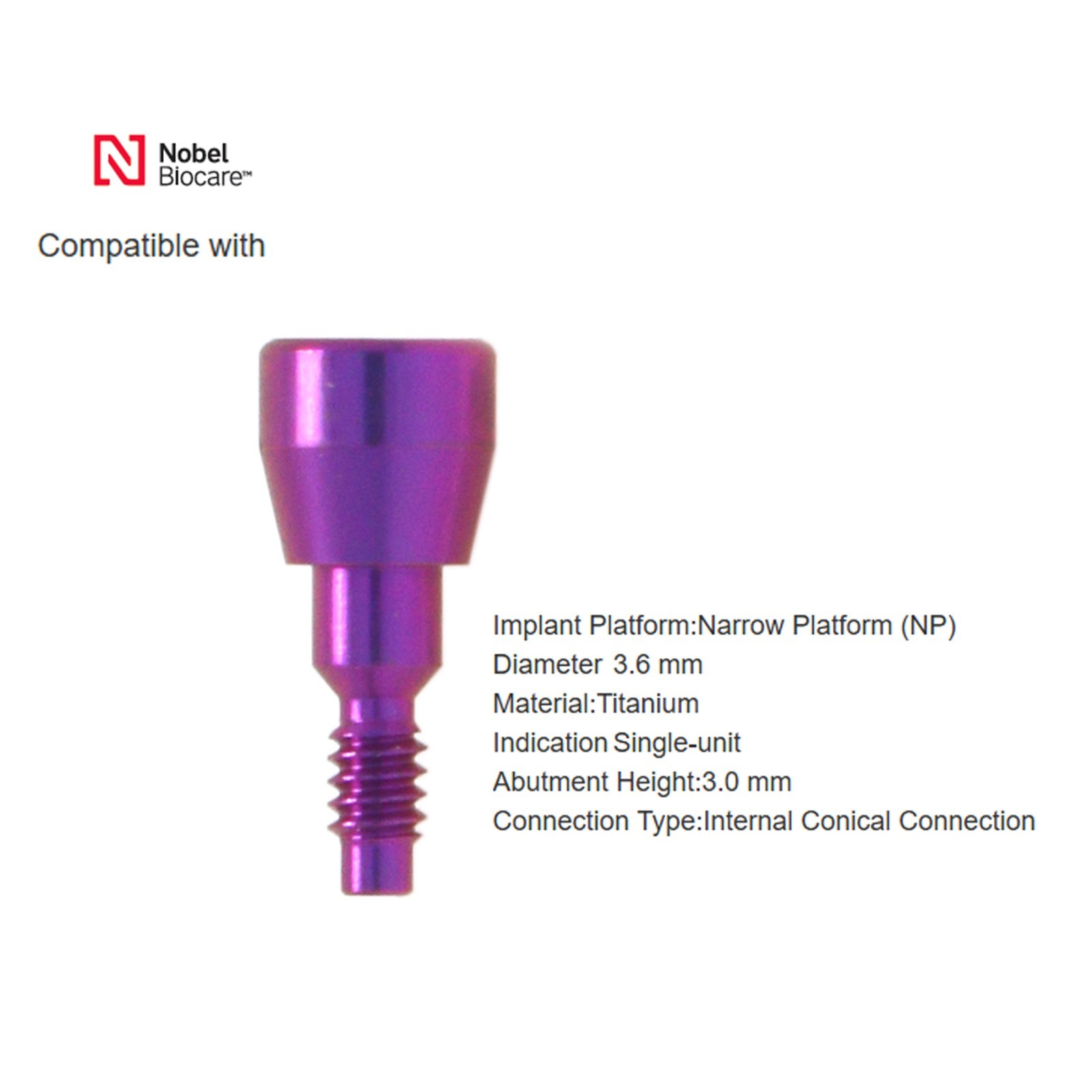US Dental Nobel Healing Abutment 3.6/5.0/6.0mm & 3/5/7mm Height NP/RP Compatible