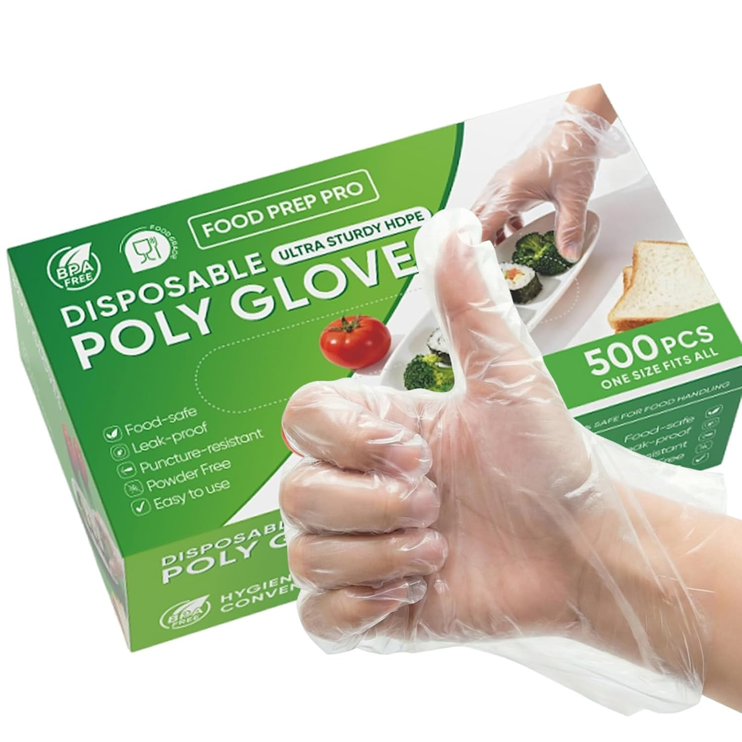 500 Count Disposable Food Service Gloves – Plastic Gloves for Food Handling, Cle
