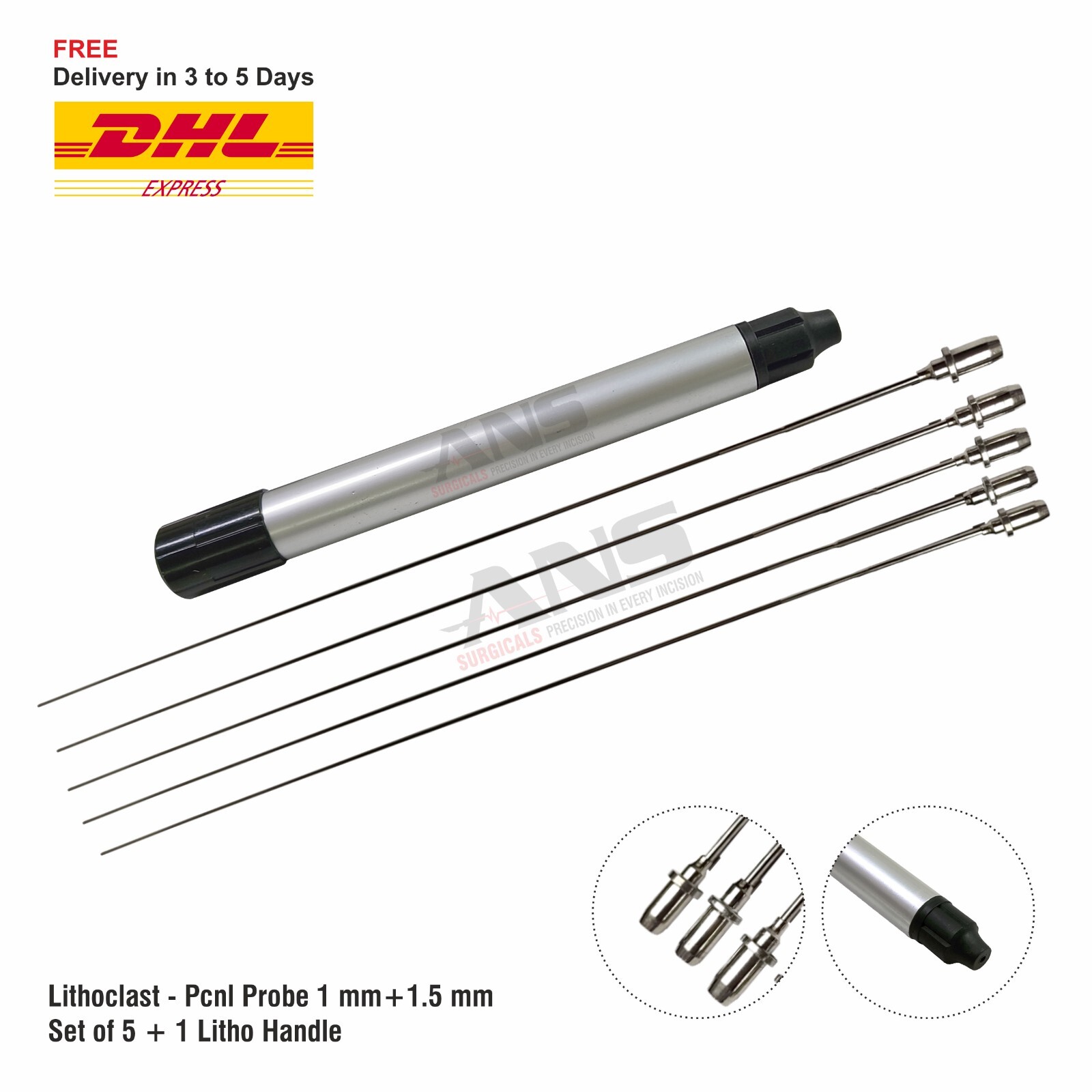 ANS NEW LITHOCLAST PCNL PROBE 5 PCS + LITHOHANDLE 1 PC