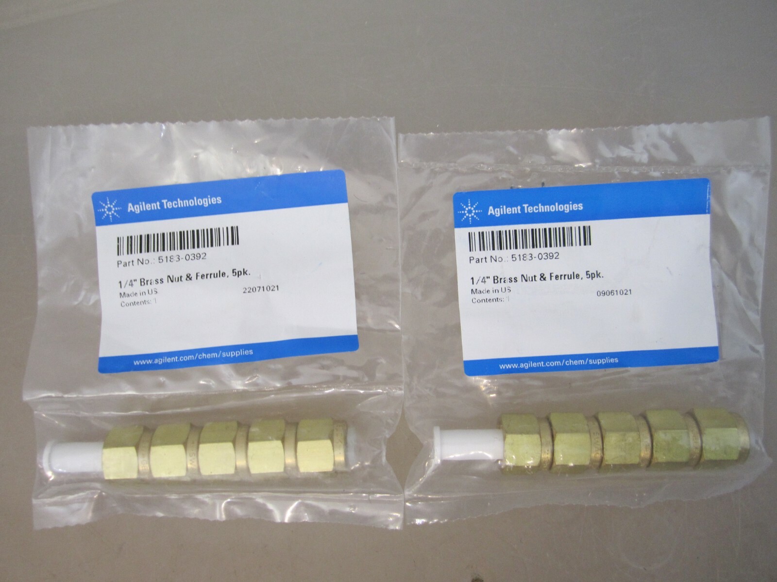 (2pkgs) Agilent 5183-0392 1/4″ Brass Nut & Ferrule 5 pk – SEALED – FAST SHIPPING