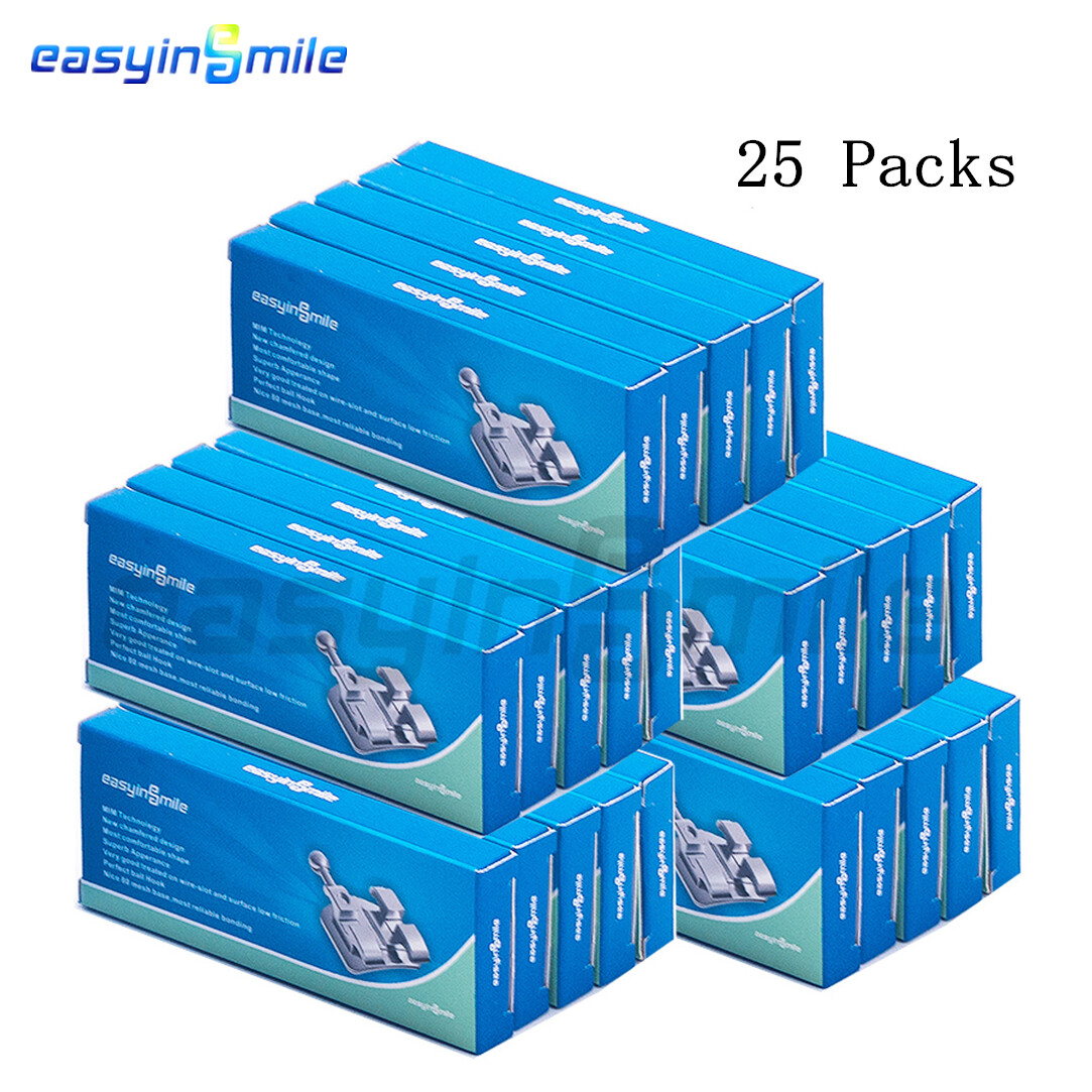 Easyinsmile Dental Orthodontic MINI Metal Brackets 25Packs MBT 022 With Hook 345