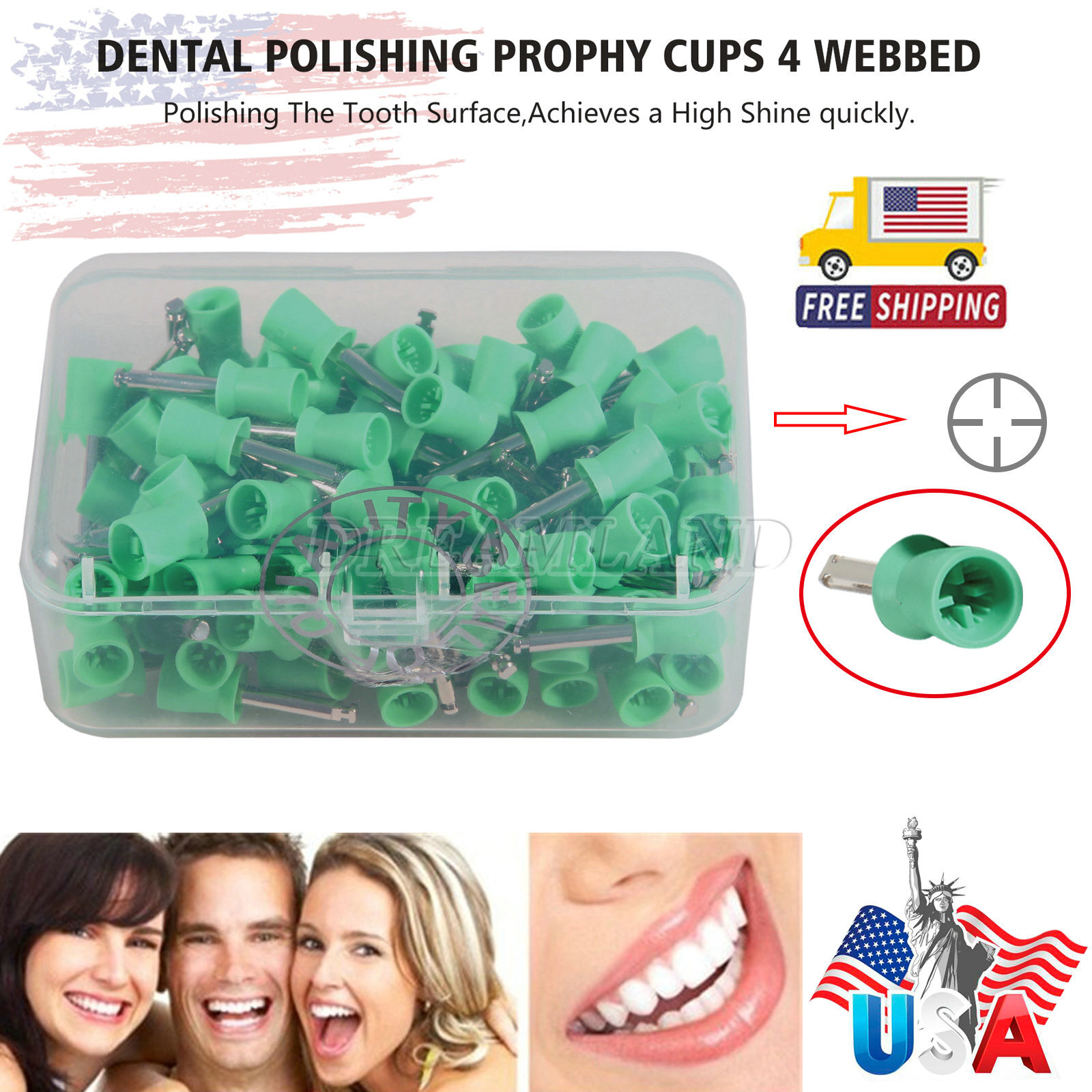 100 Dental Polishing Prophy Angles /Polishing Cups Prophy Cup Soft/firm USA