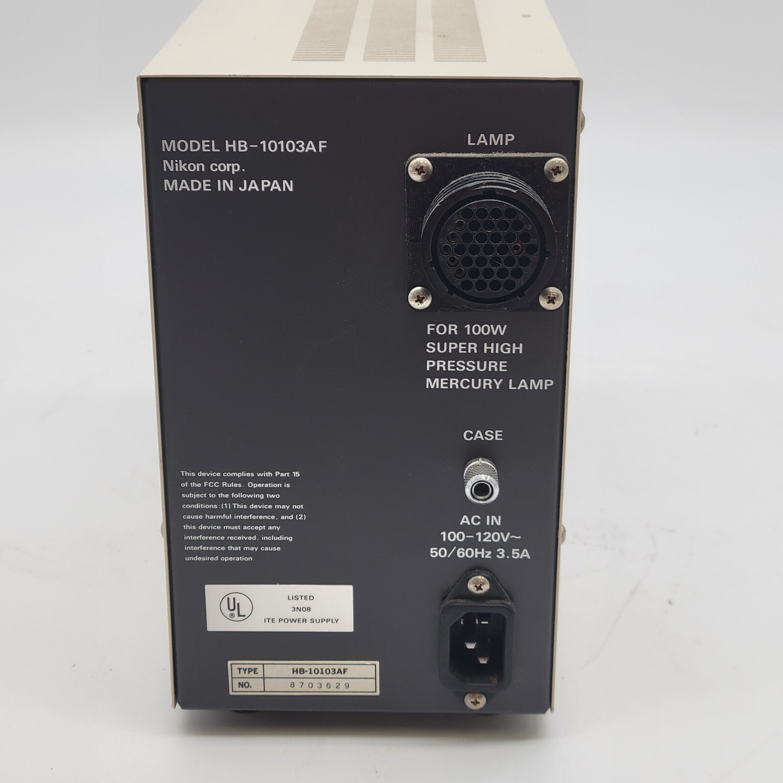 Nikon Microscope HB-10103AF Fluorescence Mercury 100W Power Supply