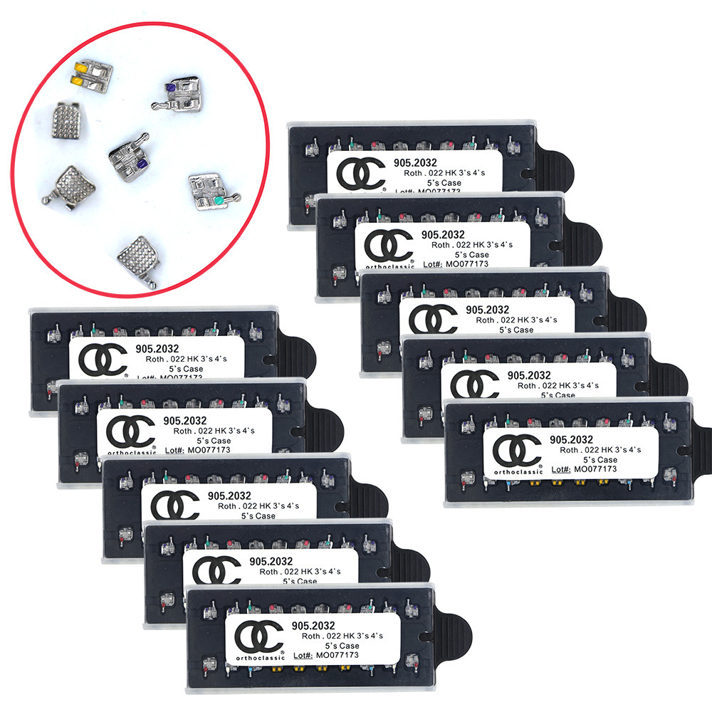 10 Cases Dental Bracket Orthodontic Metal OC Brace Mini Roth Slot 022 345 Hooks