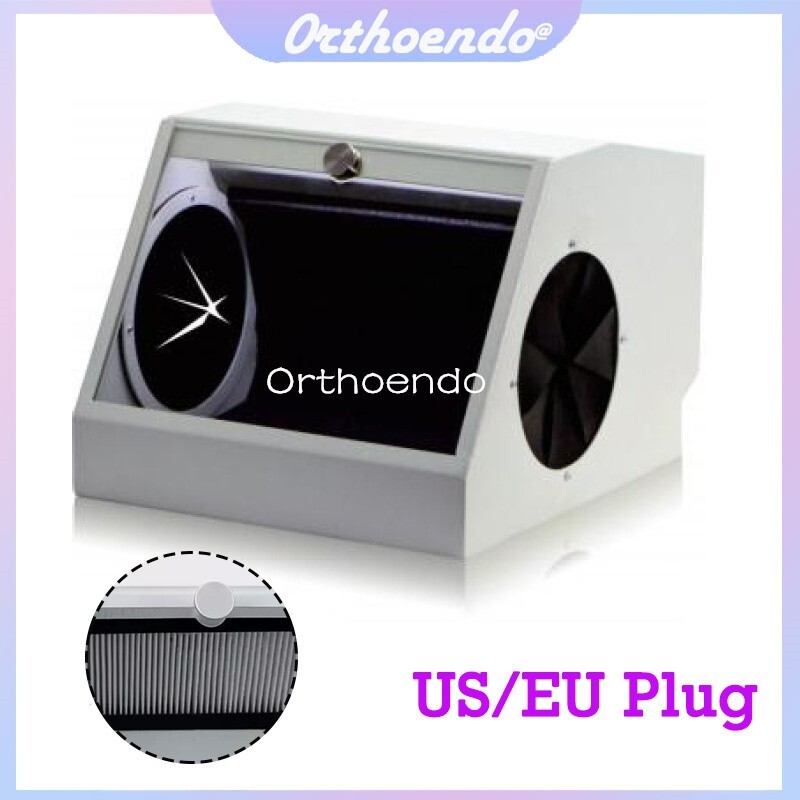 Dental Sandblasting Dust-proof Case w LED Light Sandblaster Dust Collector US/EU