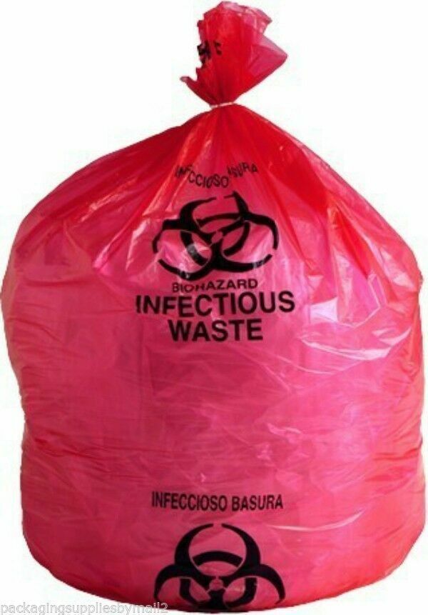 Red Infectious Biohazard Waste Liners Bags 31×43,33 Gallon, 70 Pcs