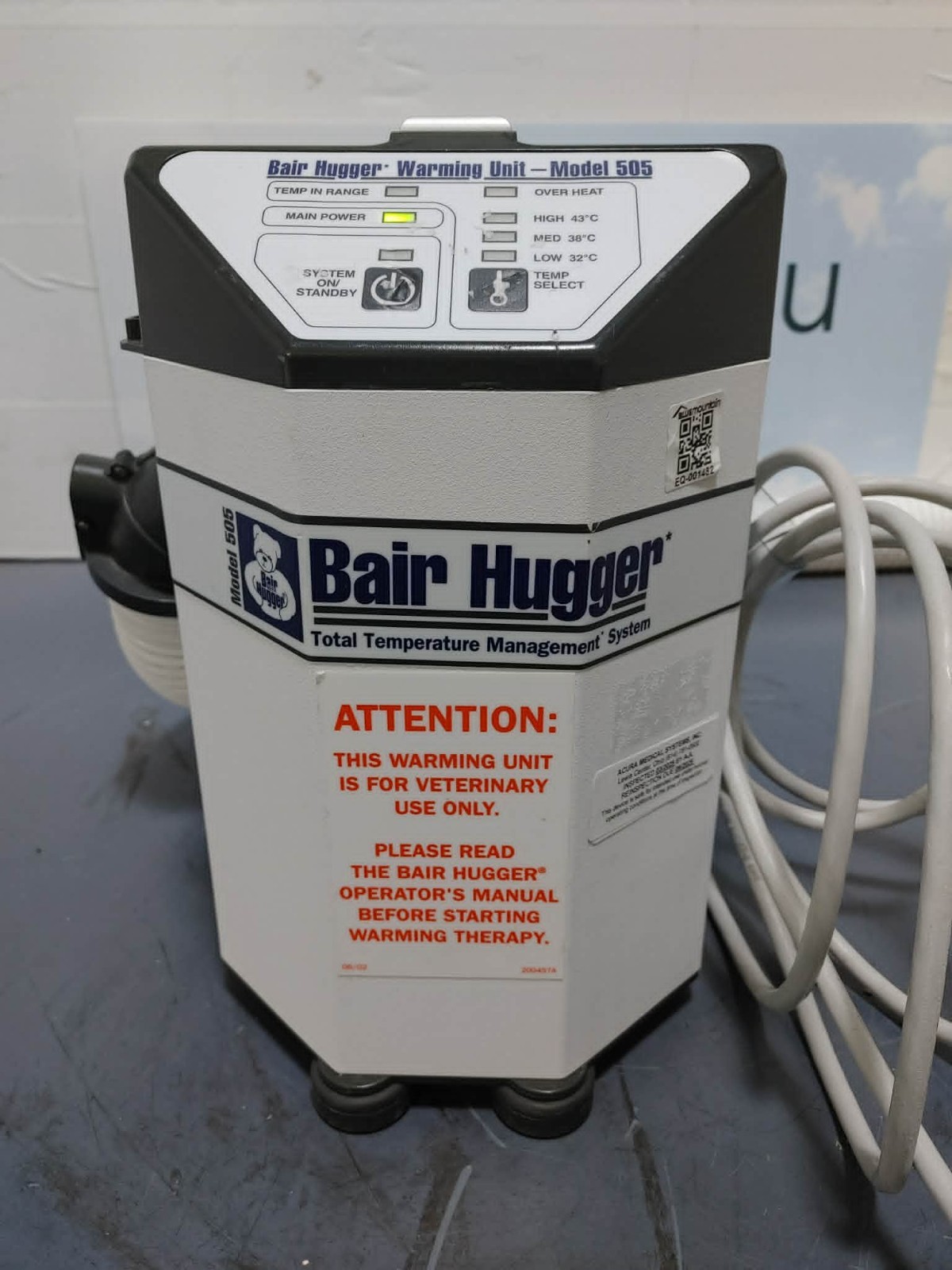 3M Bair Hugger 505 50577 VET Patient Warming Temperaure Management System w Hose