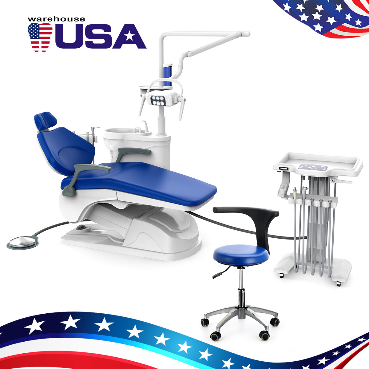 FDA Dental Unit Chair DC Motor Controlled/ Protable Delivery Unit 4H Compressor