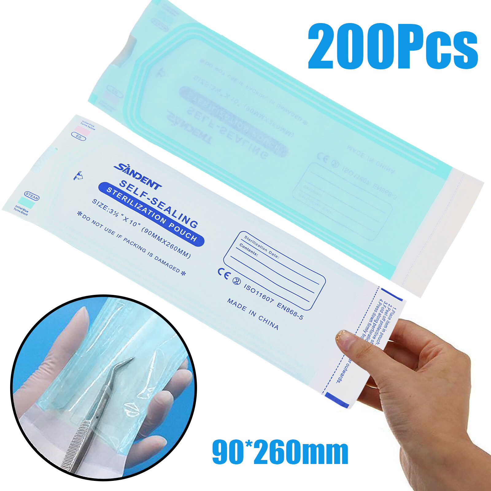 Sterilization Pouches- 3.5 ” x 10 ” Dental Self Seal Pouch Bag 200-2000