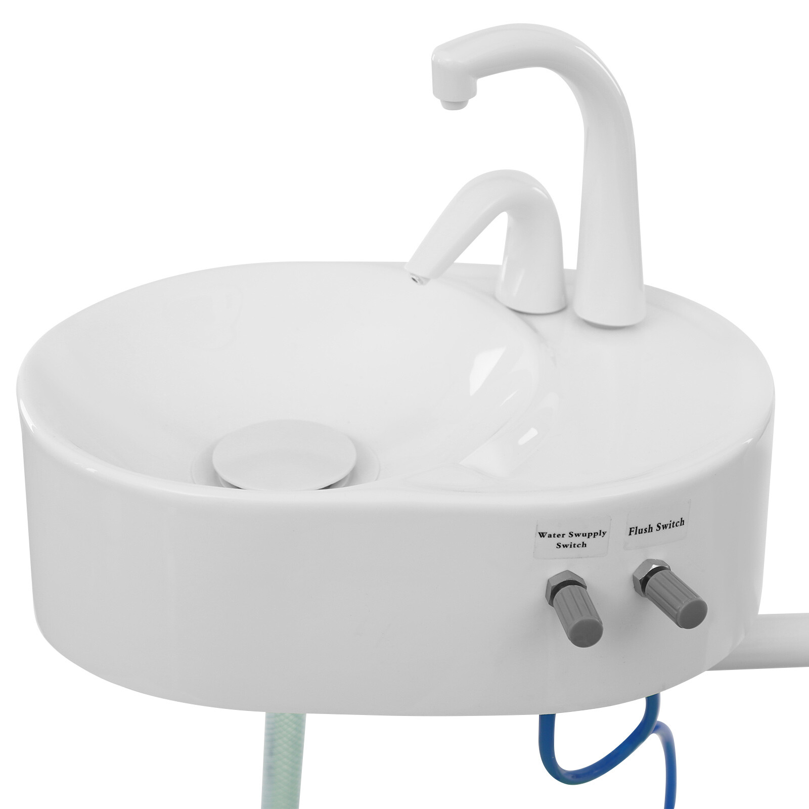 Portable Dental Chair Mobile Folding Chair Exam Chair w/LED Light &Spittoon+Tray
