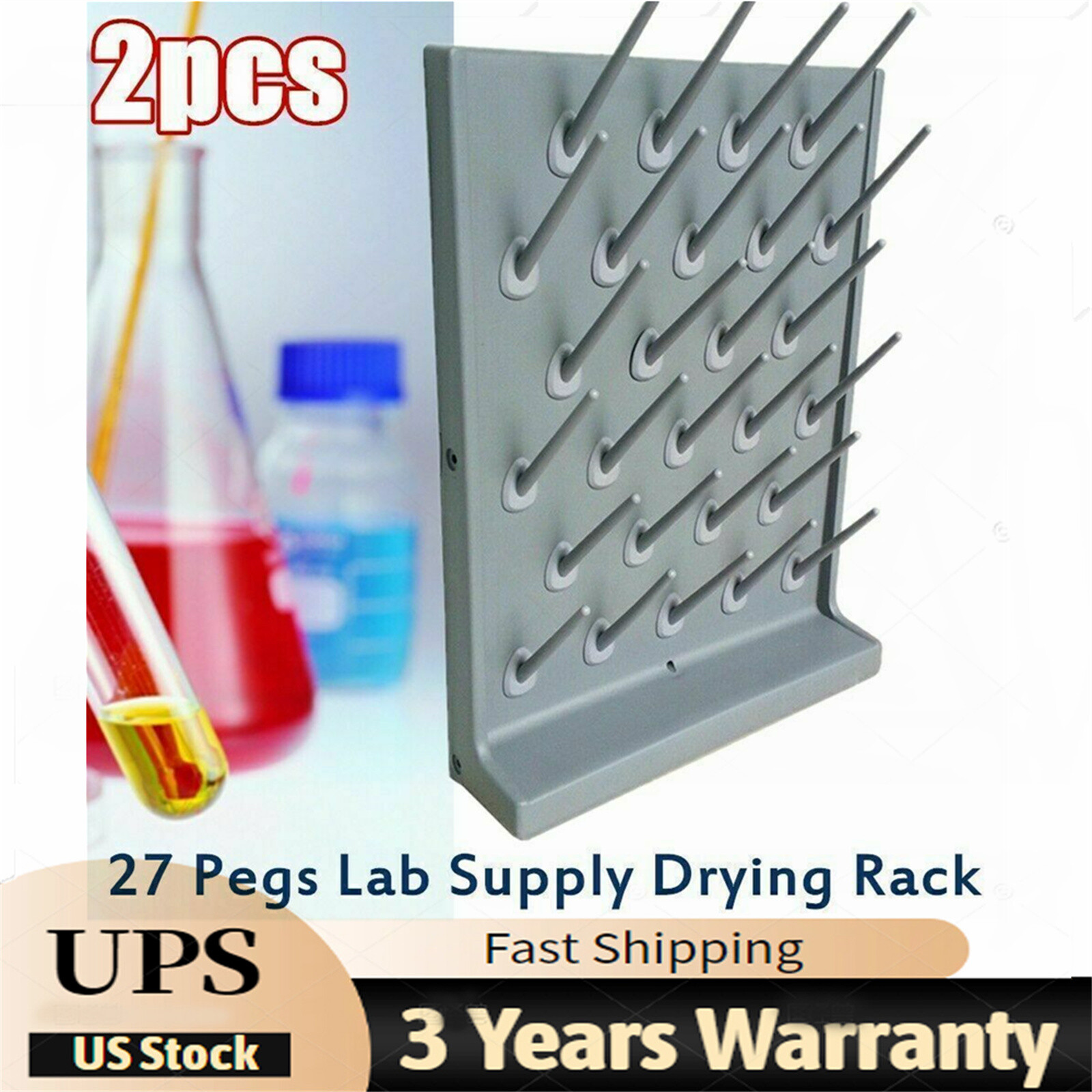 Lab Science Supply Drying Rack 27 Pegs Cleaning Equipment Drying Frame Hanger