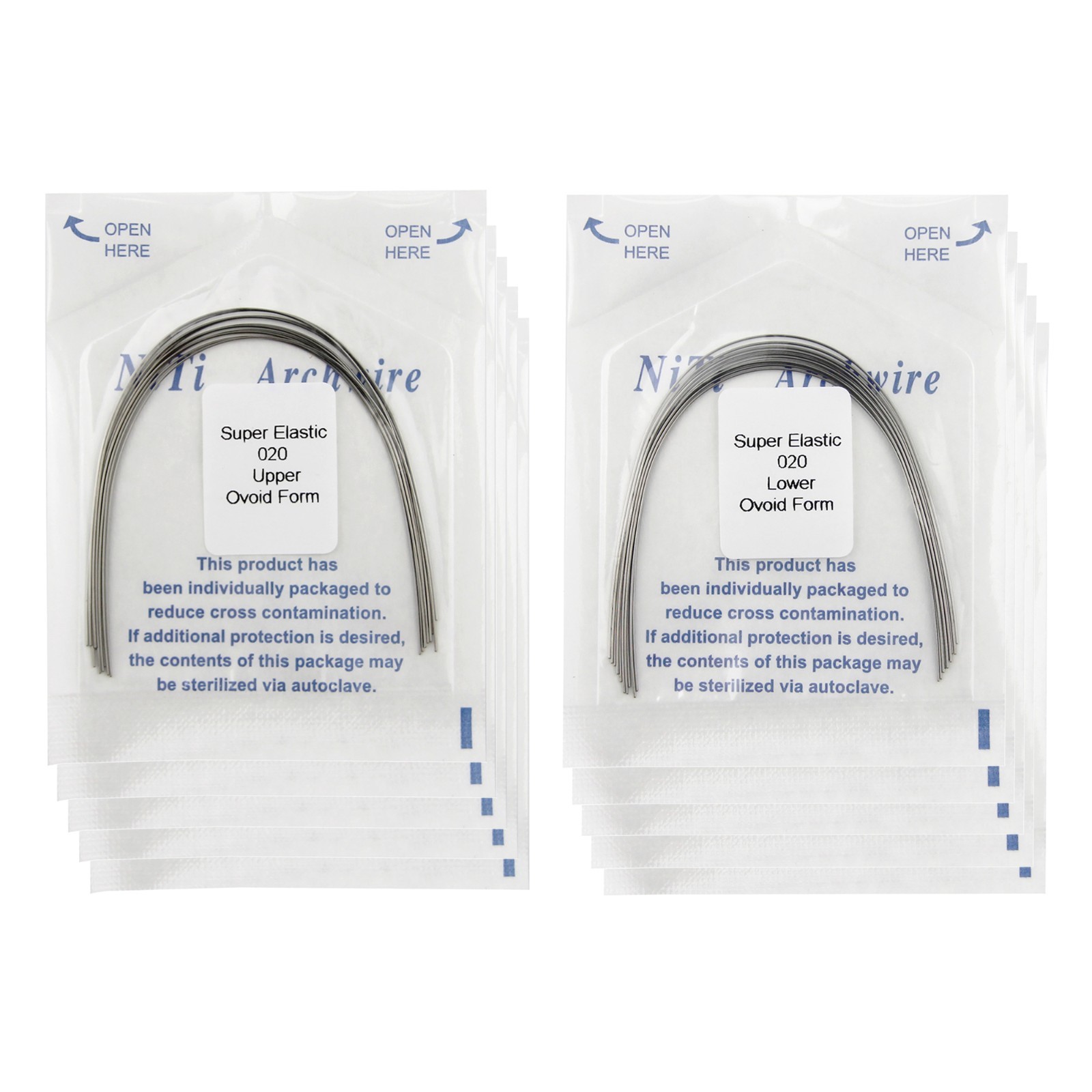 Dental Orthodontic Arch Wires Niti Stainless Steel Ovoid Natural Form 100pcs U/L