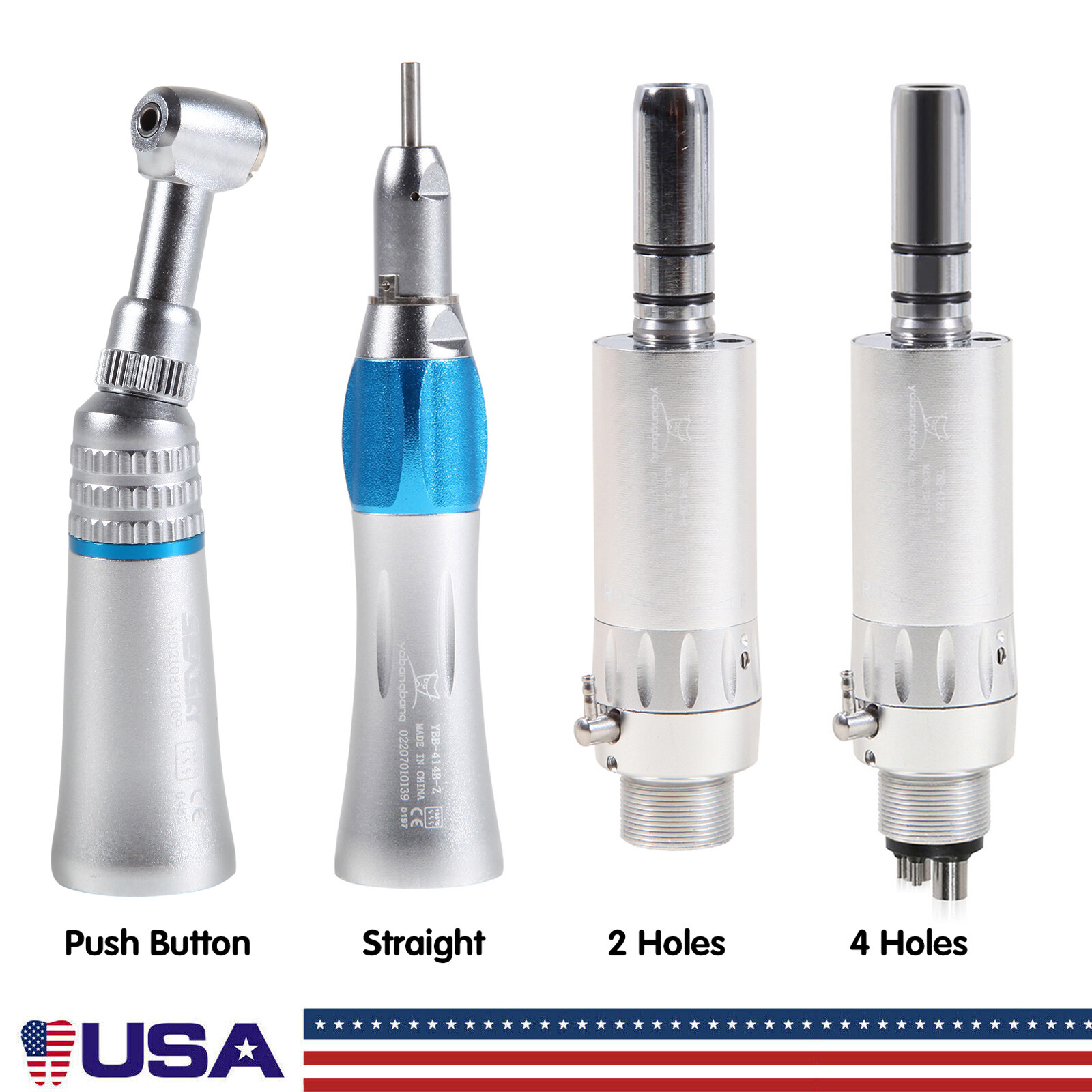 Dental Low Slow Speed Handpiece Contra Angle Straight Air Motor E-type 4/2 Holes