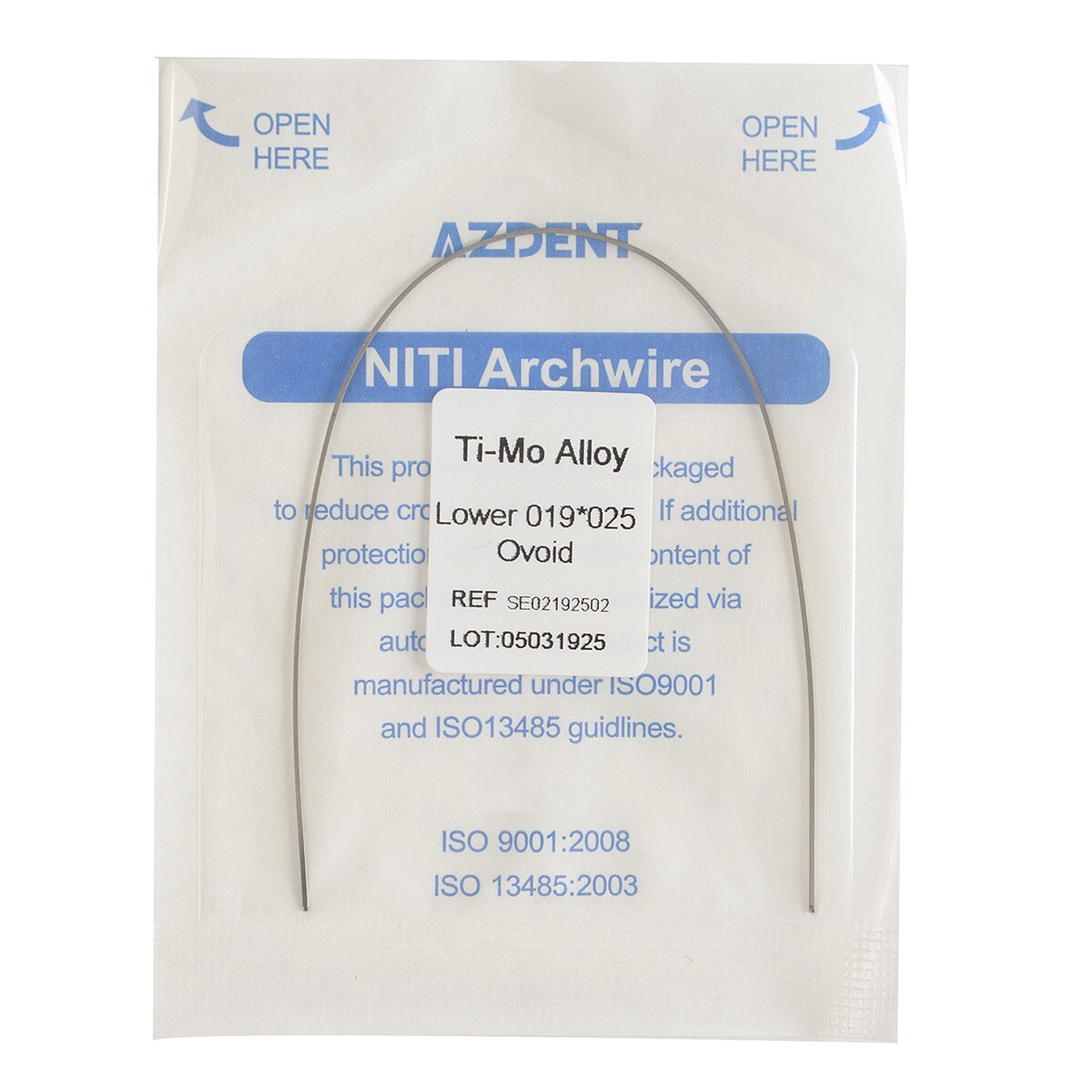 100X AZDENT Dental Orthodontic TMA Ti-Mo Alloy Rectangular Arch Wires 19X25Lower