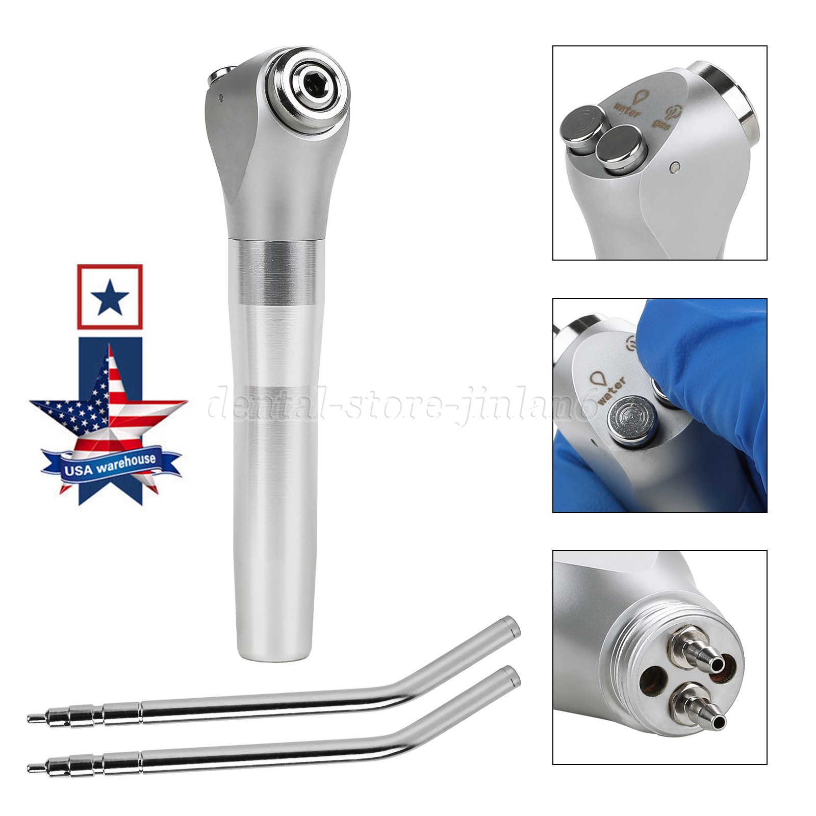 Dental Air Water Spray Triple Syringe 3 three Way Handpiece w/ Nozzles Tips Tube