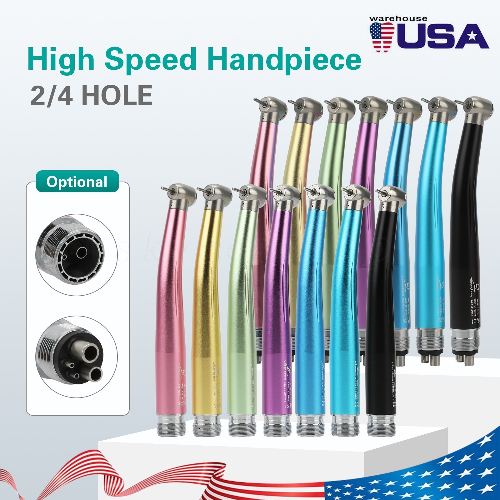 NSK Style Dental High Speed Handpiece Turbine 4Holes/2Hole Pneumatic/Air 7 Color