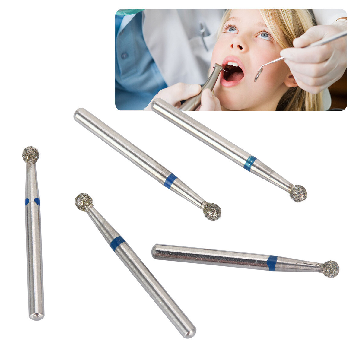 10Pc AZDENT Dental Diamond Bur FG Tapered Round BR TF For High Speed Handpiece