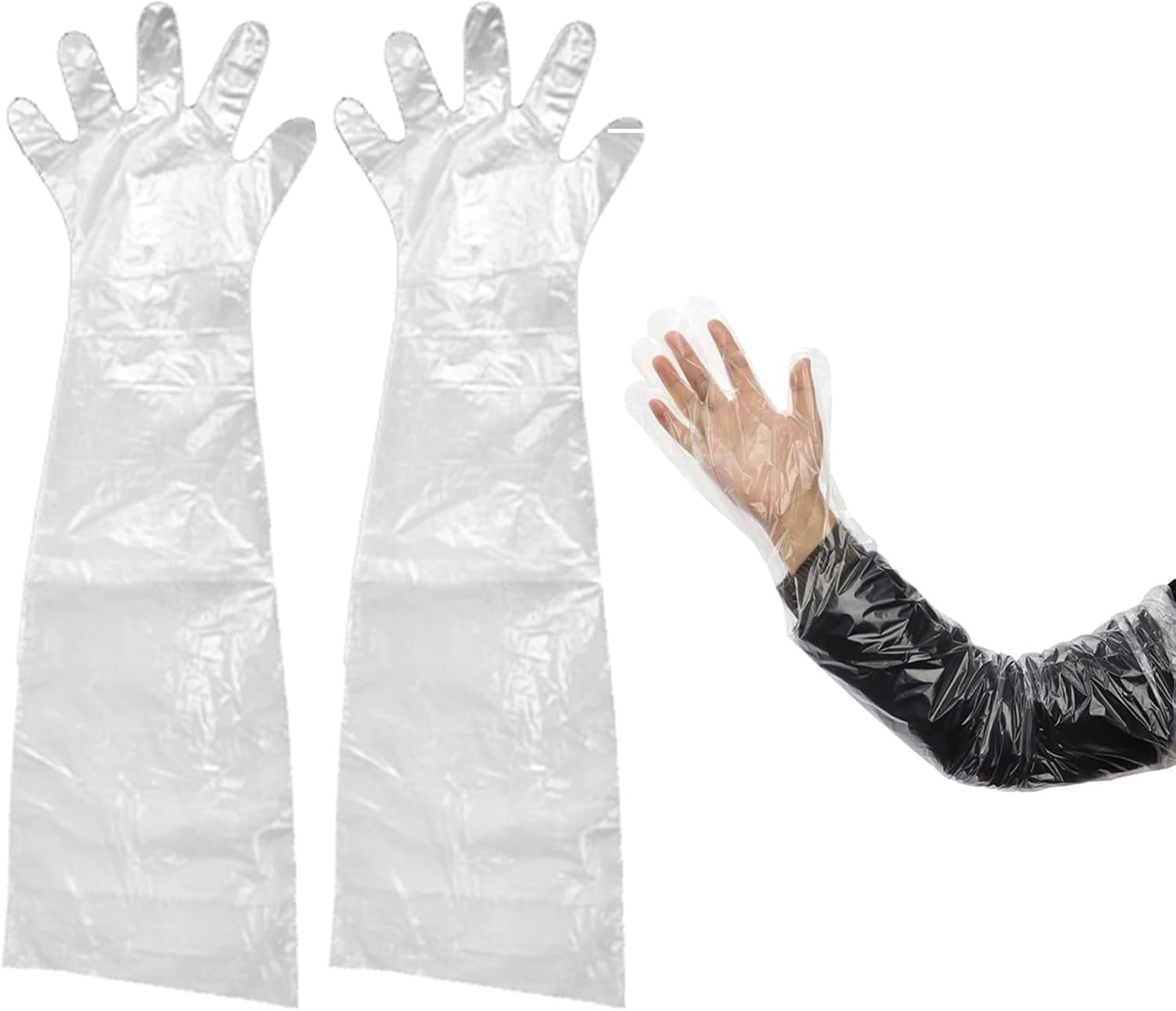 50Pcs Disposable Plastic Veterinary Insemination Rectal Long Arm Gloves Plastic