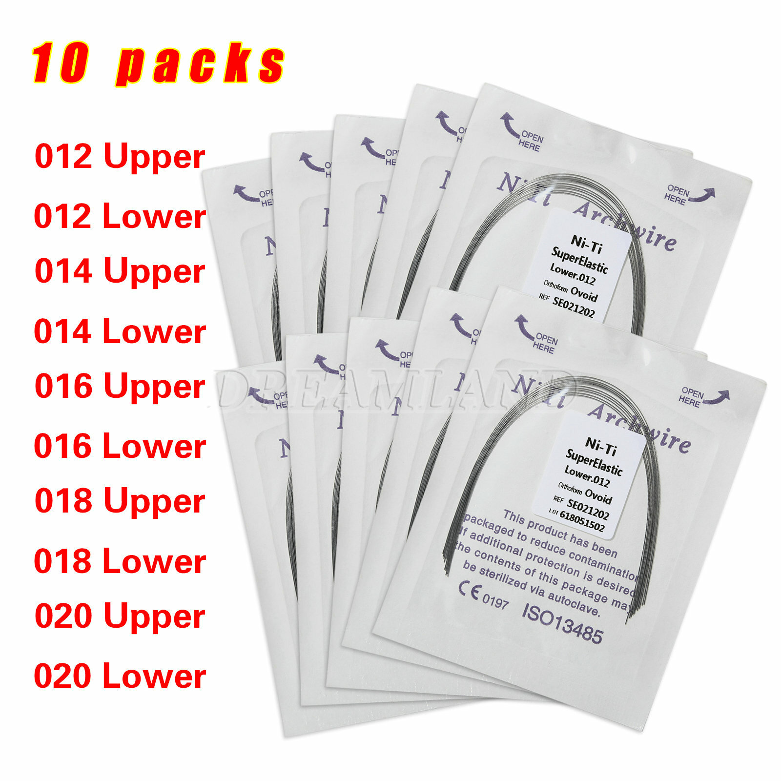10 Packs/100pcs Dental Orthodontic Round Arch Wire Super Elastic NITI Ovoid form