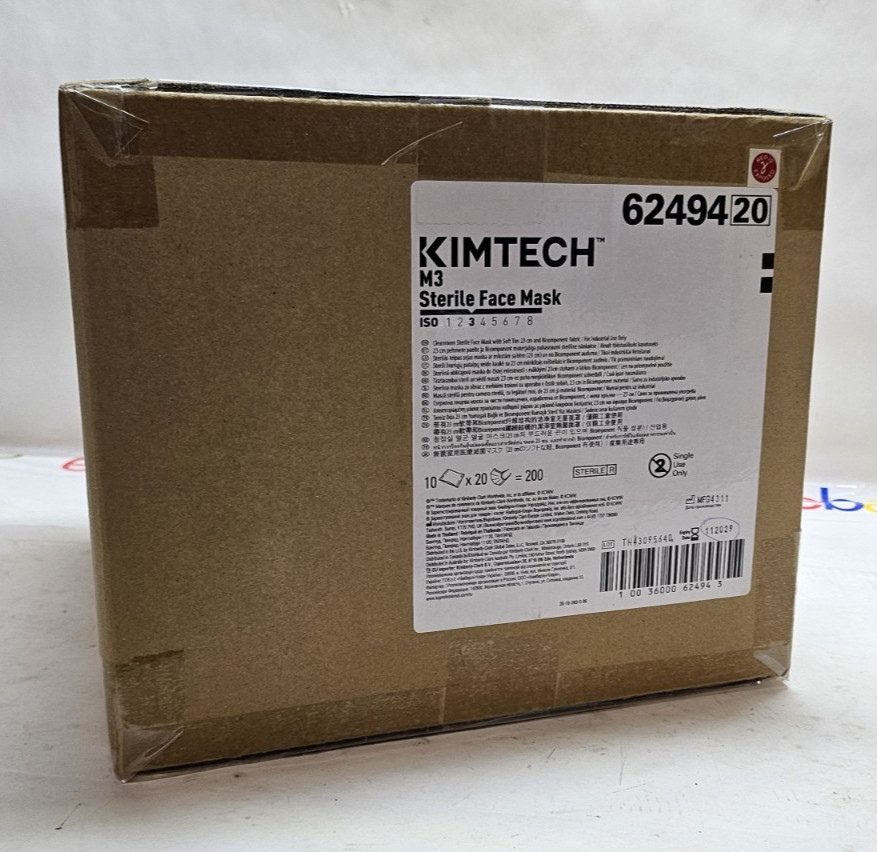 Kimtech 62494(02) M3 Sterile White Soft Tie Face Masks Case of 200-exp 112029