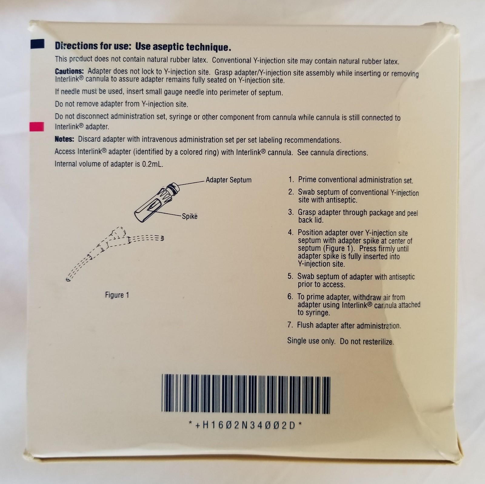 Baxter 2N3400 Interlink System Adapter For Conventional Y Site (Box of 120)