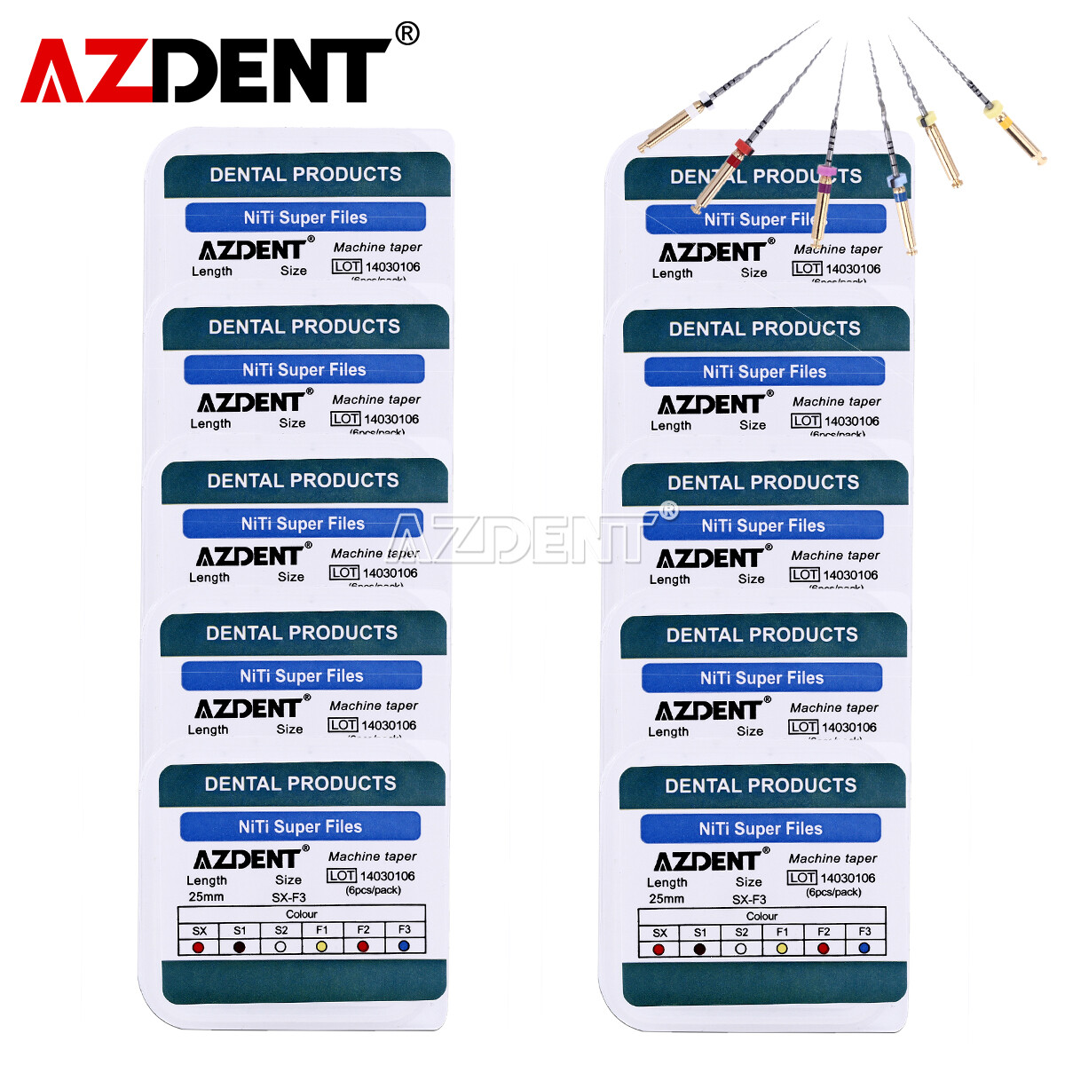 AZDENT Dental Endo Super Rotary NiTi Files Engine Use Root Canal SX-F3 25mm USA