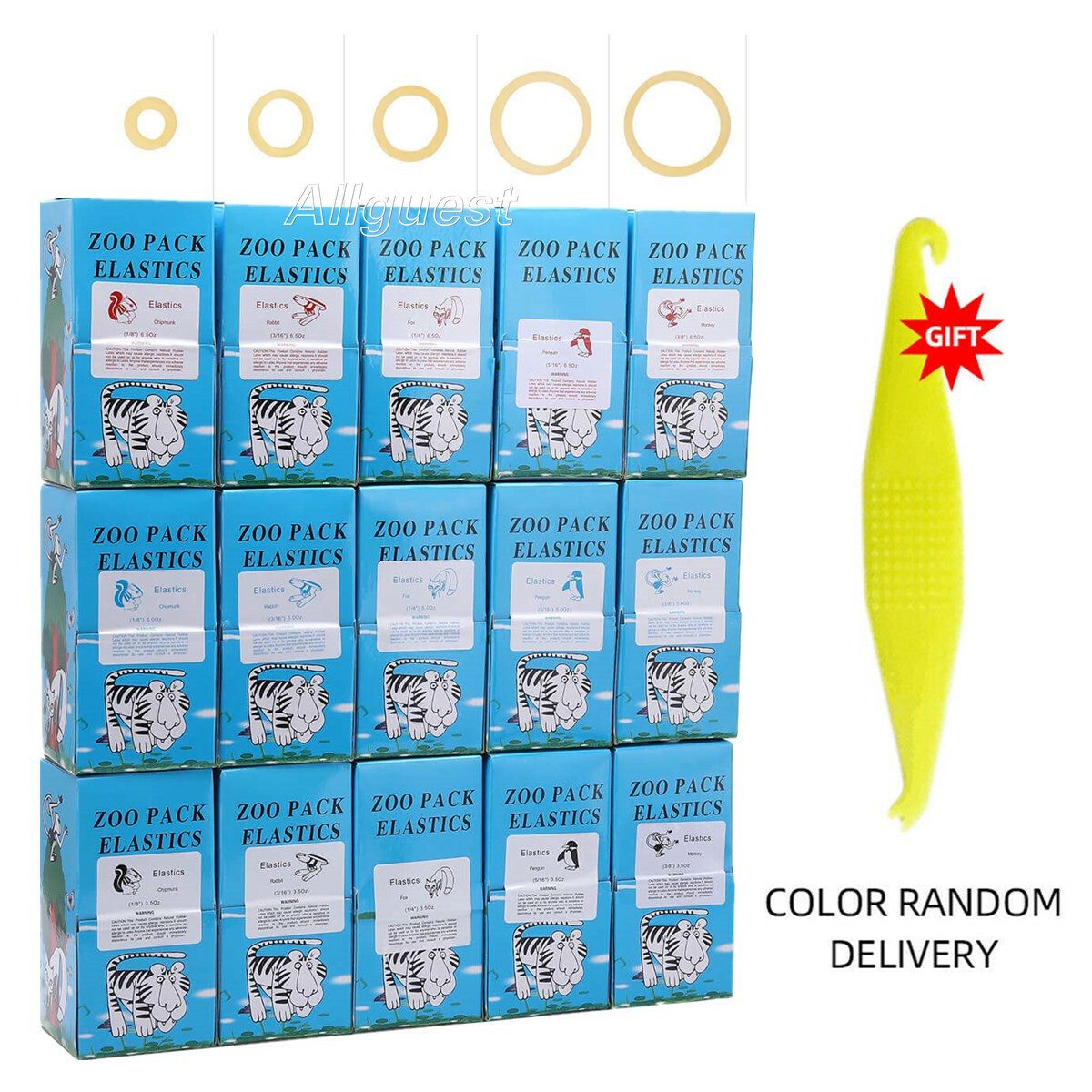 15 Sizes Dental Orthodontic Elastic Latex Rubber Bands 3.5/5.0/6.5oz 5000pcs/box