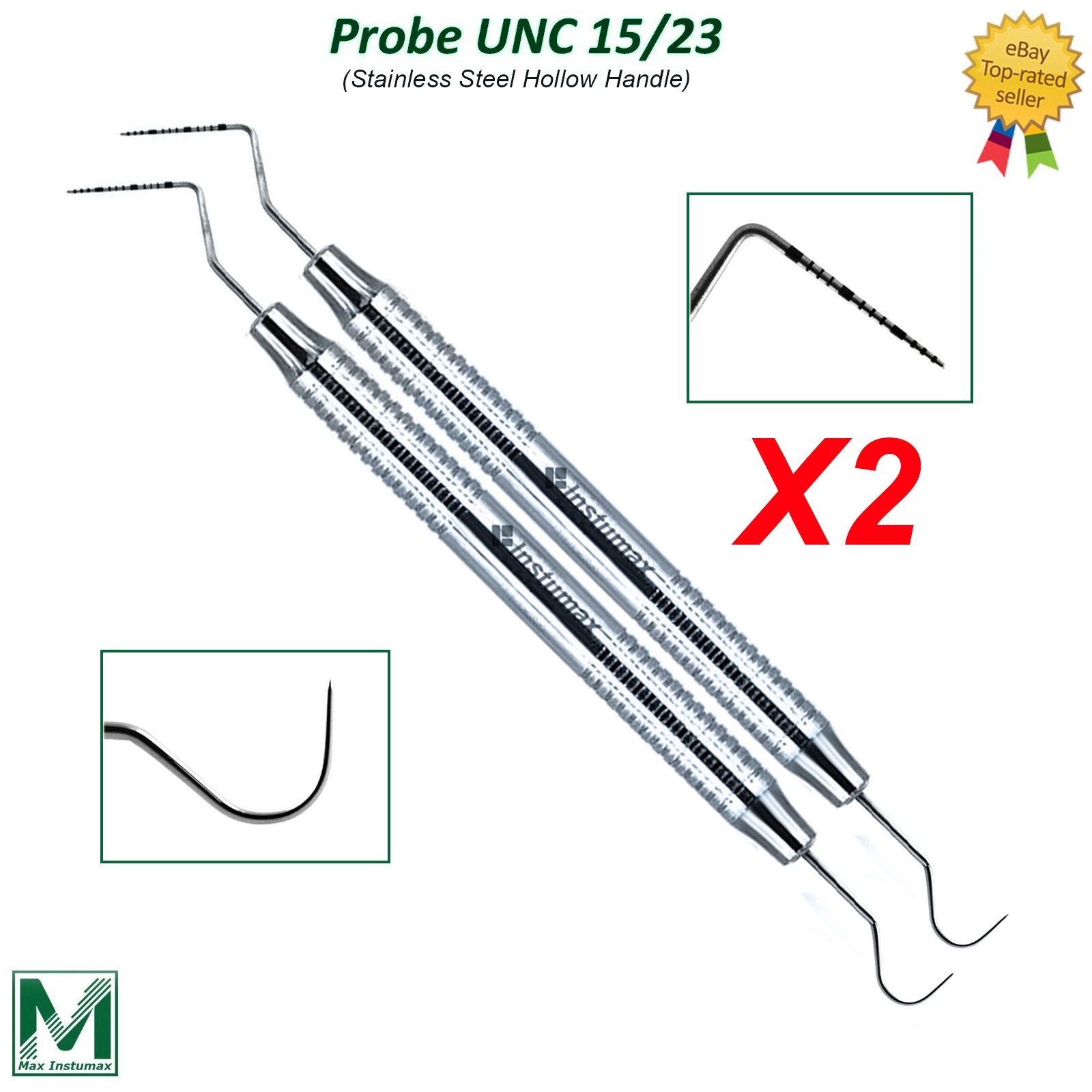 Dental Perio Explorer 23 Probe UNC 15 Color Marking Double End Hollow Handle X2