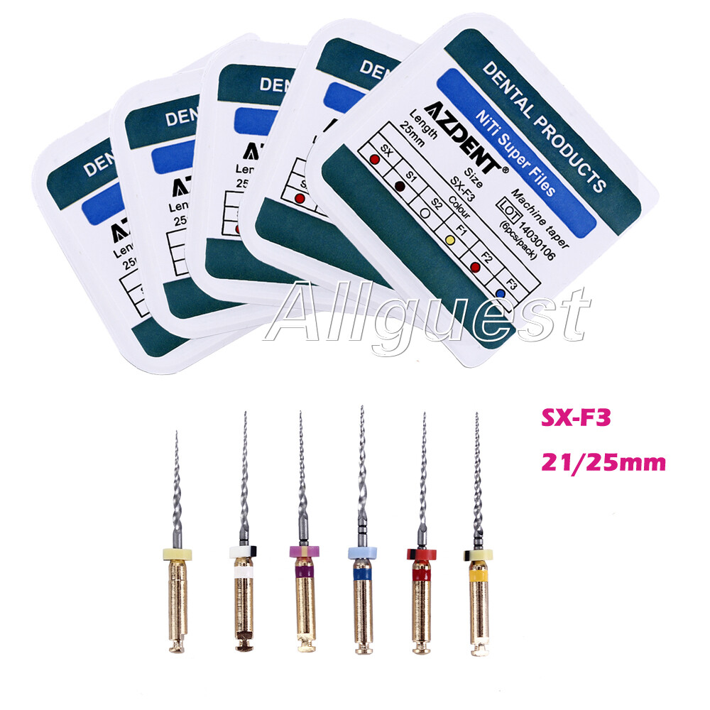 Dental Endodontic Niti Rotary Super Files Engine Use SX-F3 25mm/21mm 6pcs/pack