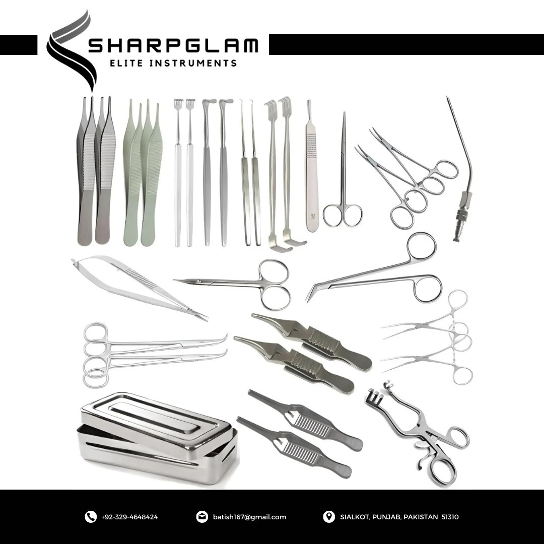 Sharpglam AV Fistula Surgery Instrument Set 30 Pcs Stainless Steel Tools.
