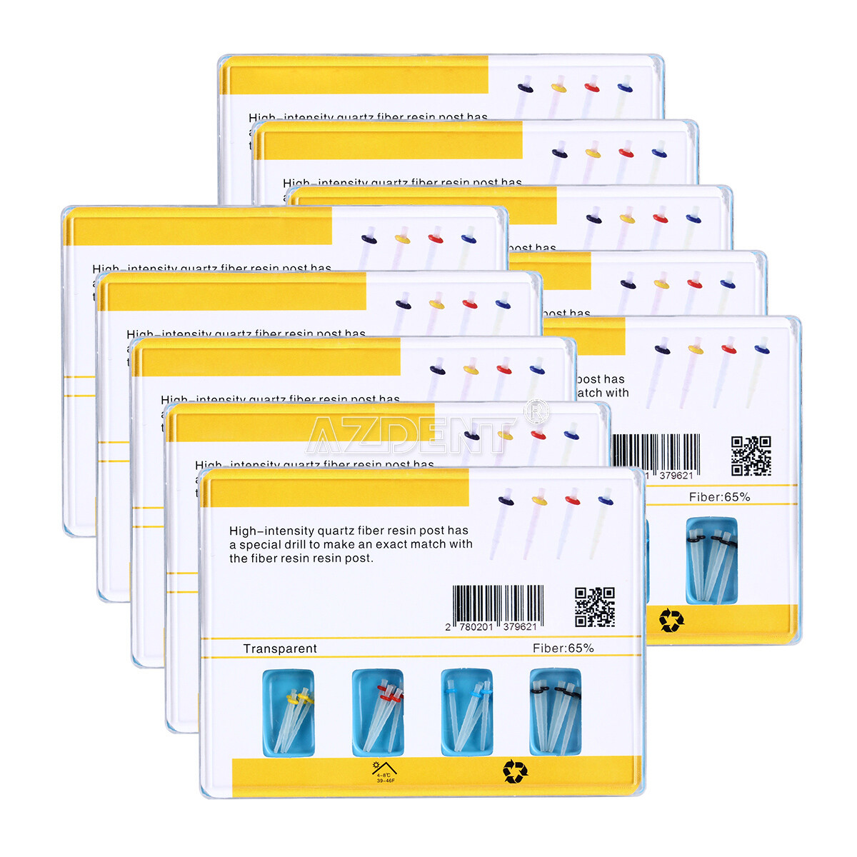 AZDENT Dental AAA Fiber Posts Resin High-intensity Screw Thread Glass & 4 Drills