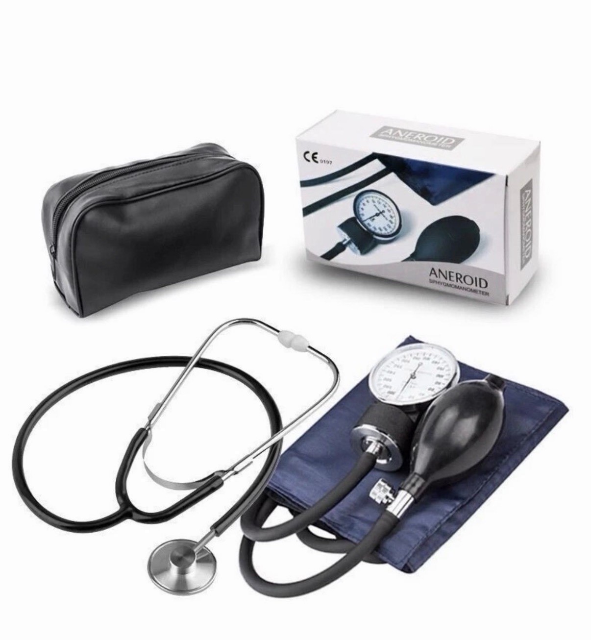 Manual Blood Pressure Monitor Kit Adult Arm with Stethoscope Portable Case NEW