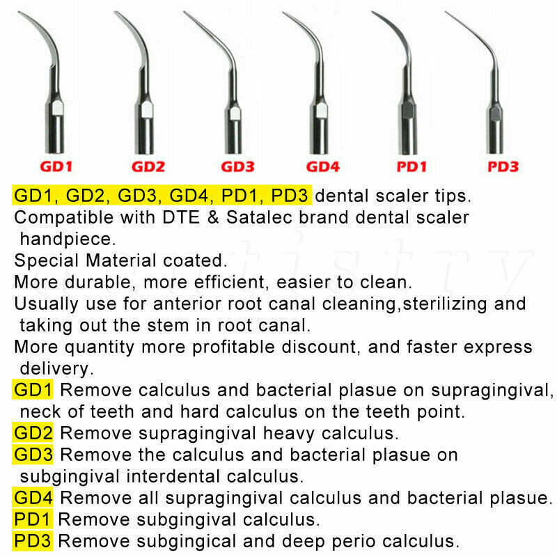 10* Dental Ultrasonic Piezo Scaler Tips fit Woodpecker EMS/DTE SATELEC Handpiece