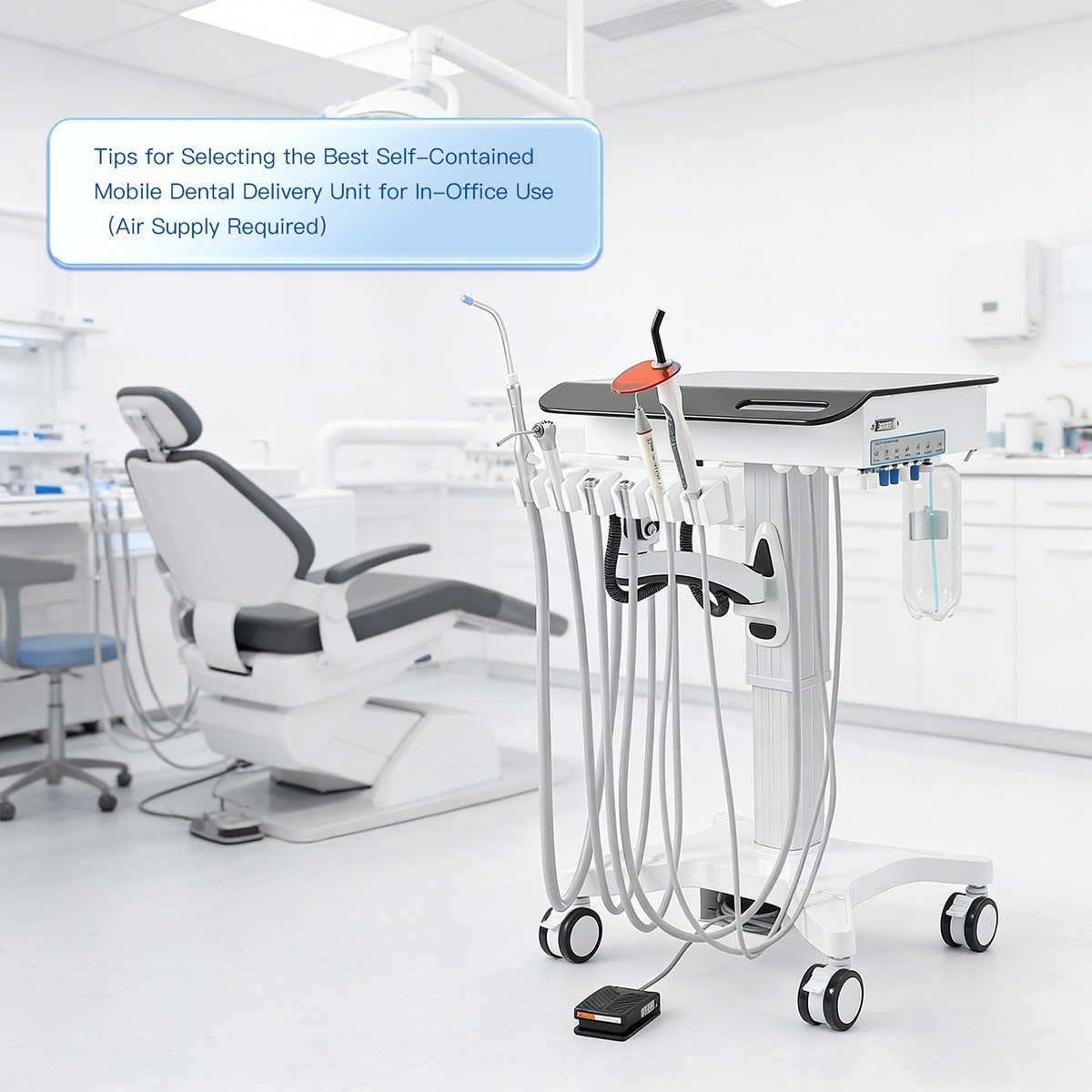 FDA Dental Portable Delivery Unit Air Compressor Cart /w+ Surgical Lamp Light 4H