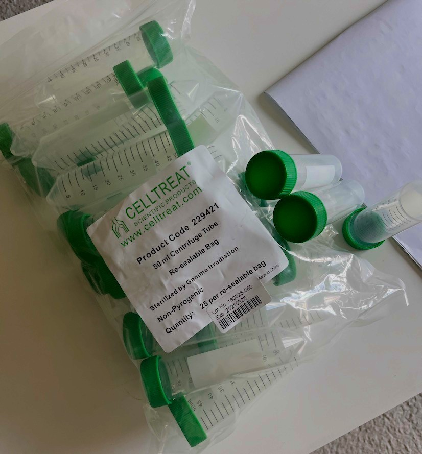 (50 pcs) CellTreat 50 ml centrifuge tube conical graduate sterile leakproof cap