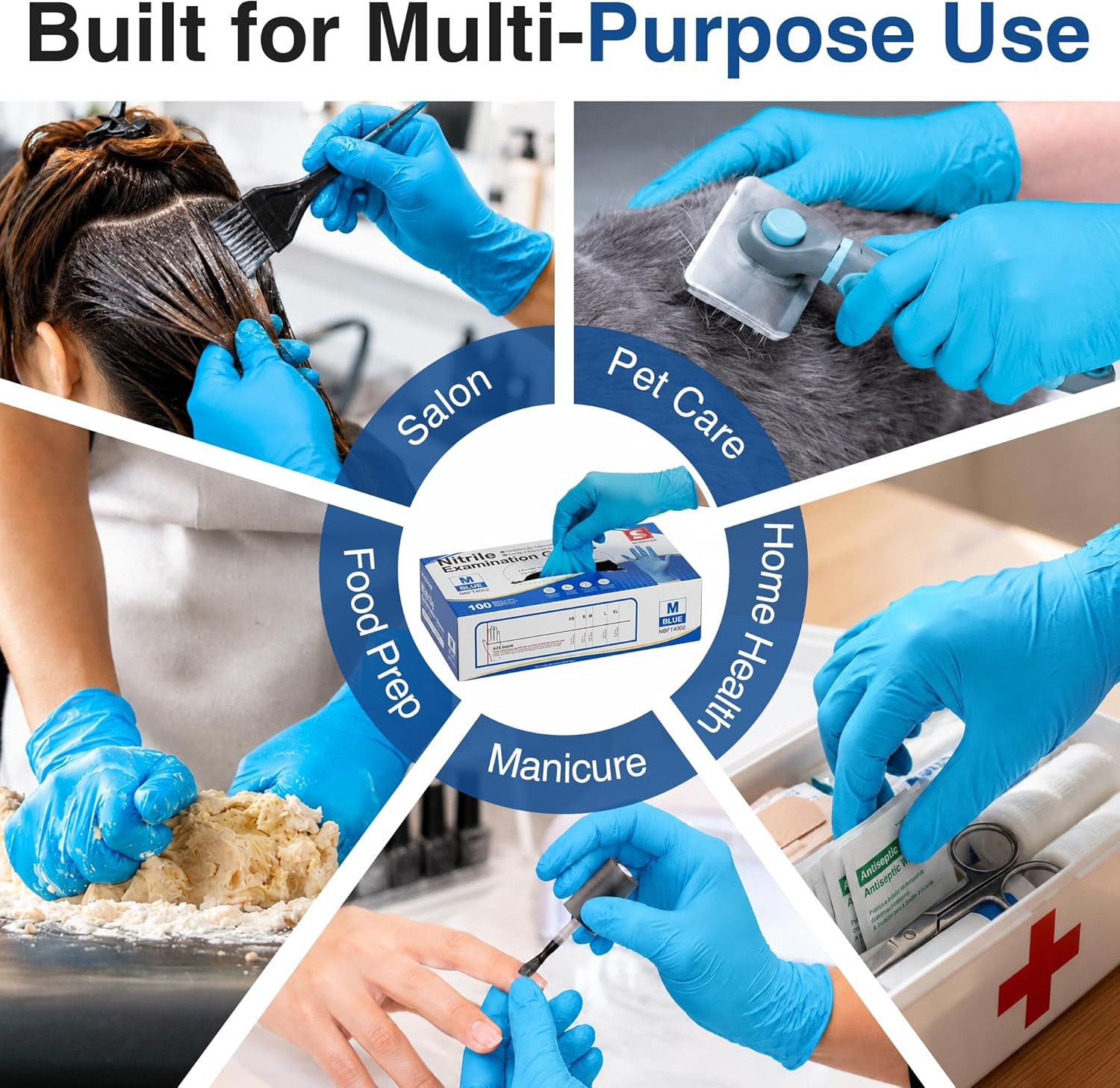 Schneider Nitrile Exam Gloves, Medical Grade Blue Disposable Gloves Latex Free,