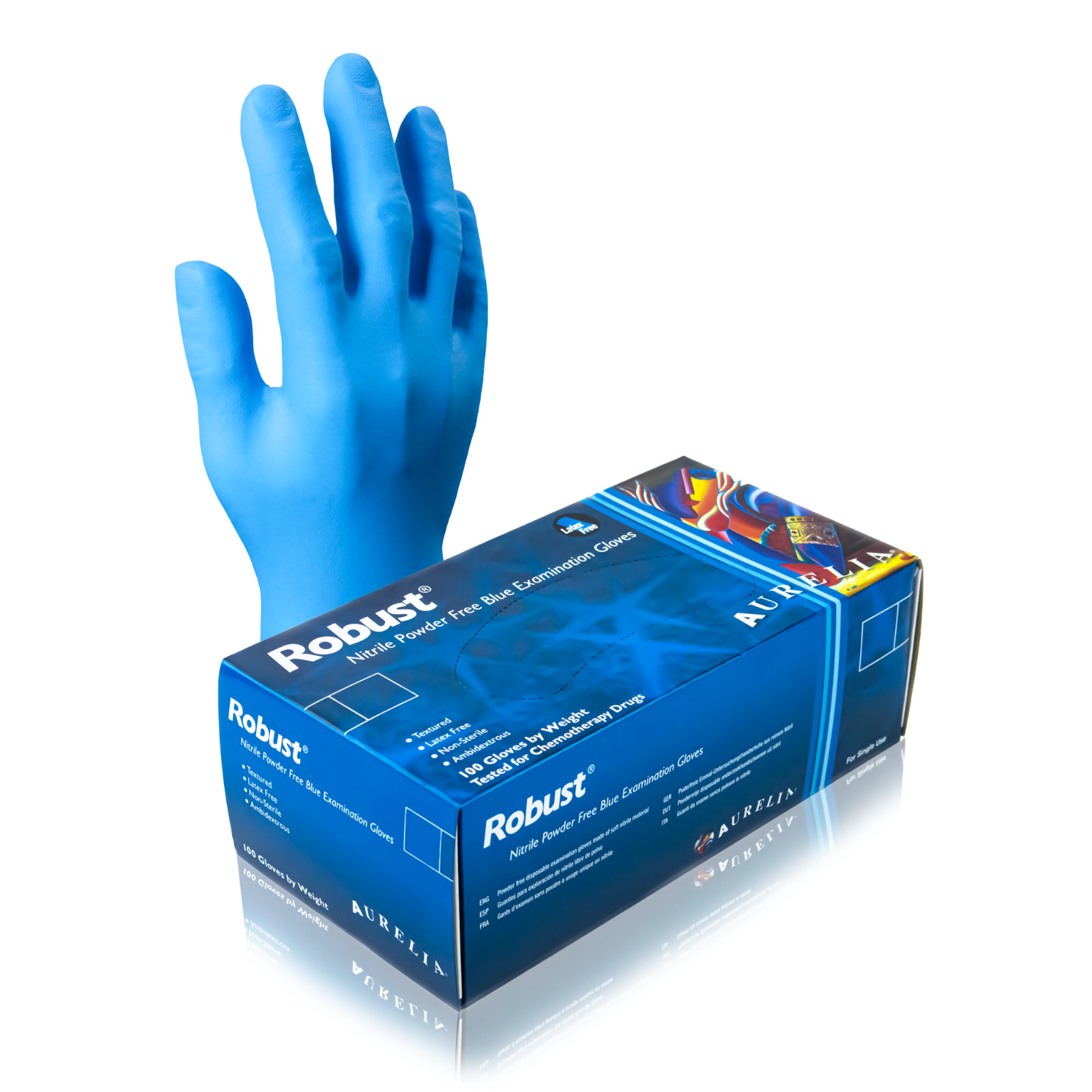 1000 XL Extra Large 5 mil Nitrile Powder Free Exam Gloves Aurelia Robust Blue