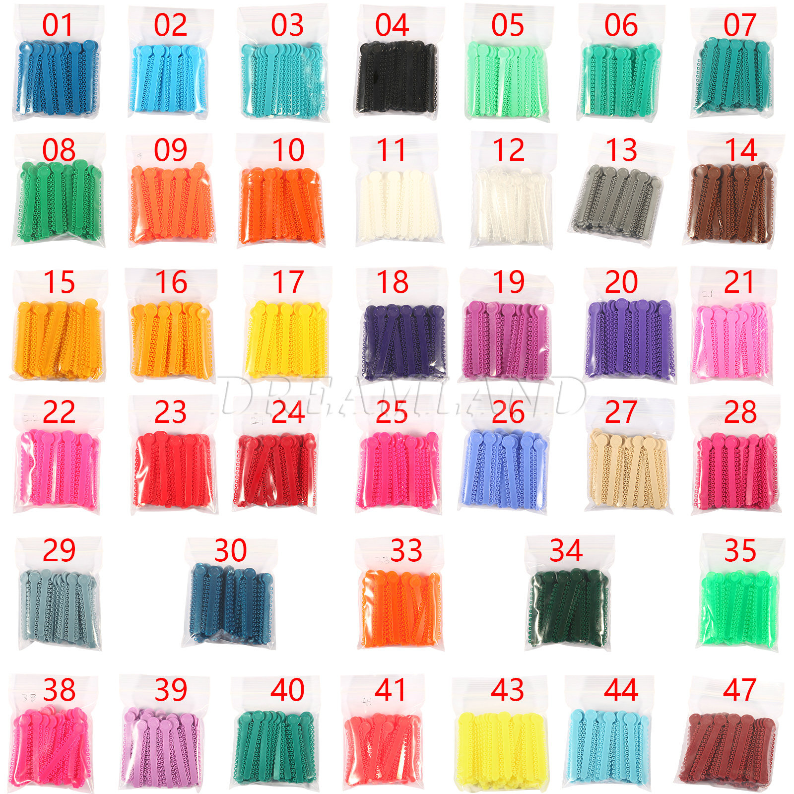 1040Pcs/Bag Dental Orthodontics Ring Elastic Latex Bands Ligature Ties 43 Colors