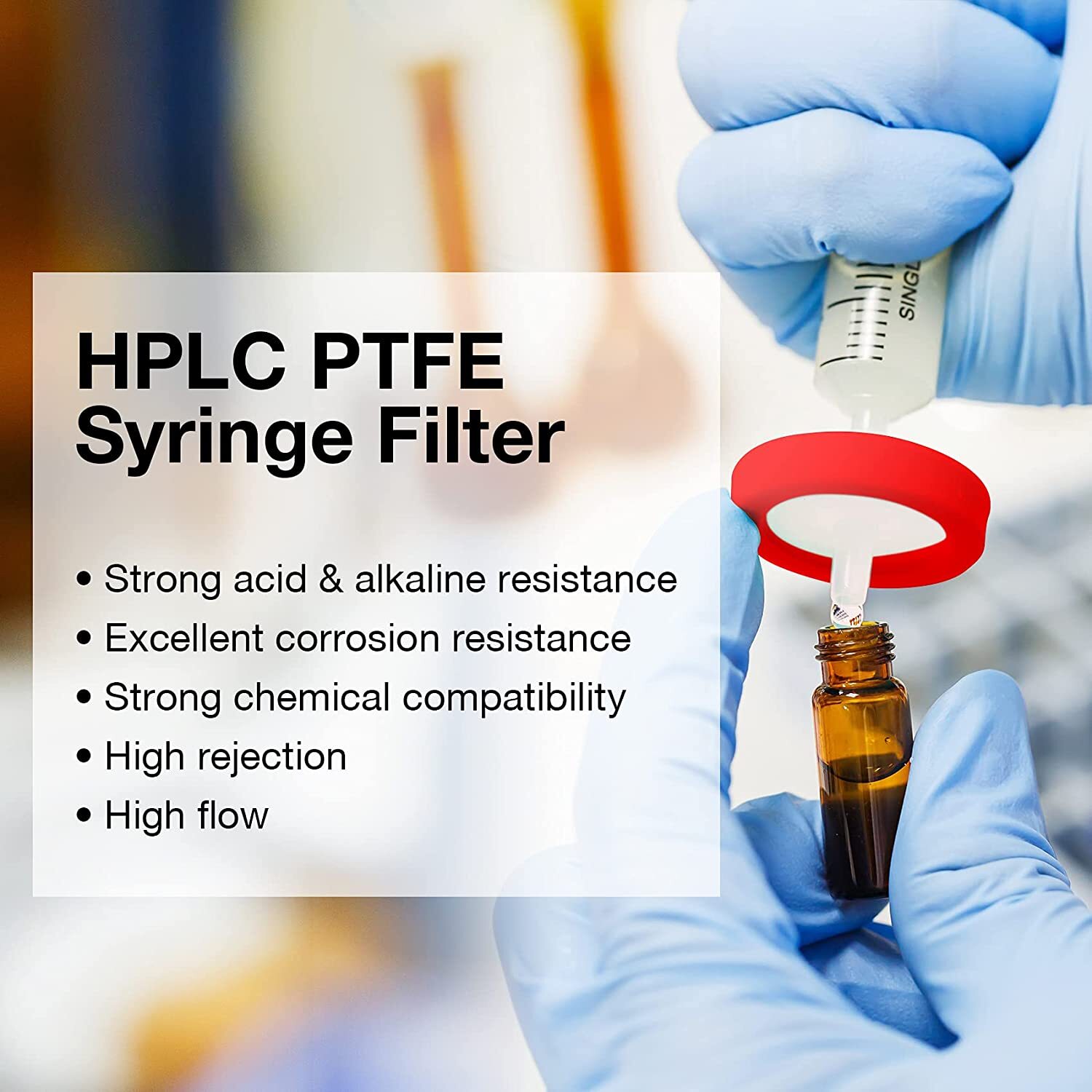 Simpure 500PCS PTFE Syringe Filters 25mm Diameter 0.22um Pore Size Hydrophobic
