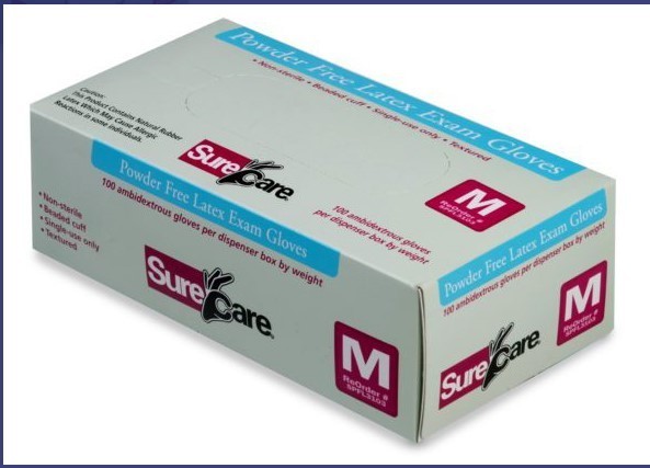 SureCare® Powder Free Latex Examination LATEX- Medical Grade 6+ MIL 10/100 case