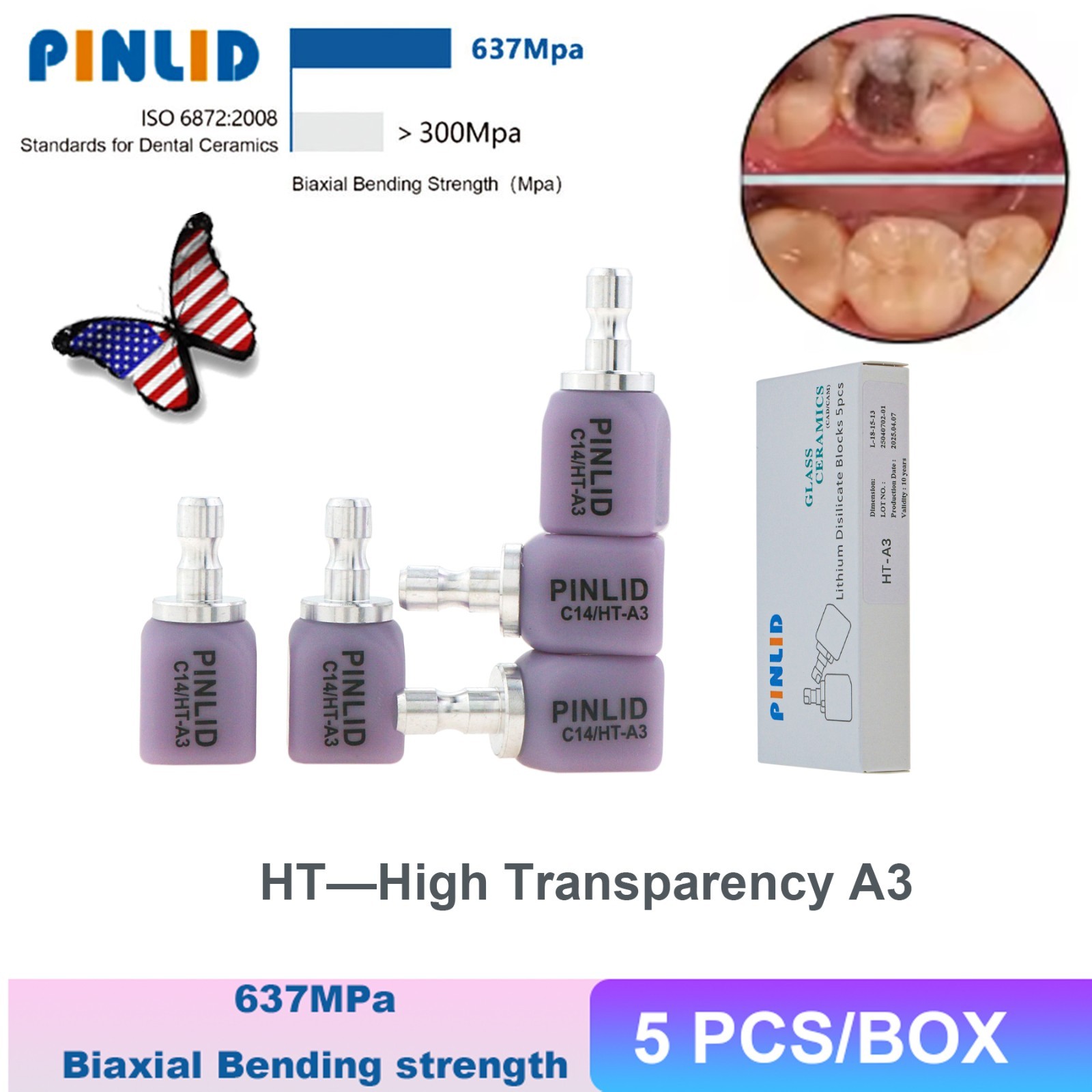 A1 A2 A3 C14 Dental Glass Ceramic Lithium Dislicate Blocks Cerec Emax CAD CAM