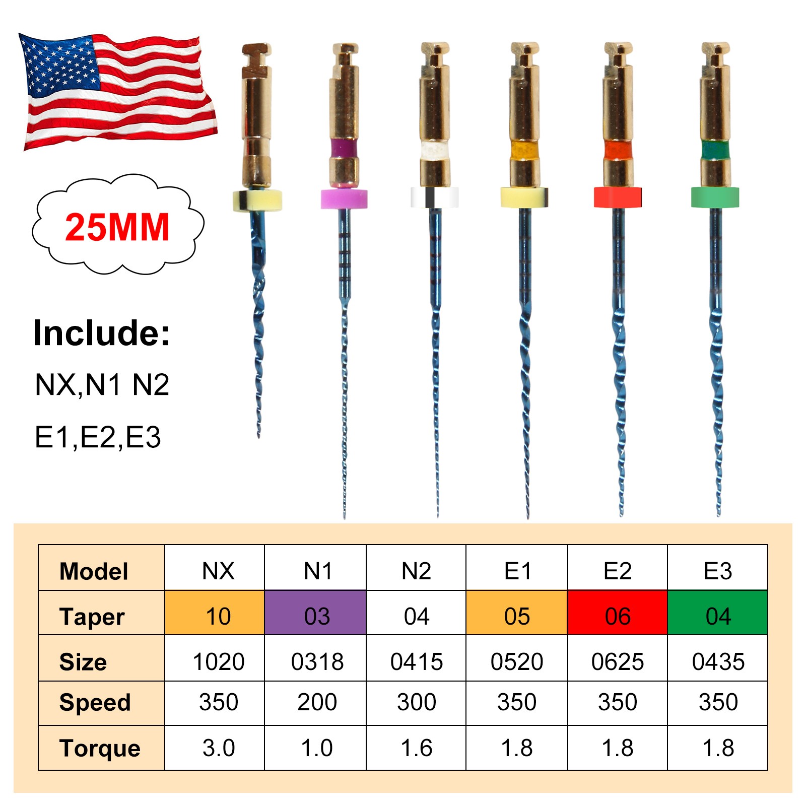 6X Endo Rotary files X-Pro Gold Taper Root Canal endodontic files 25MM
