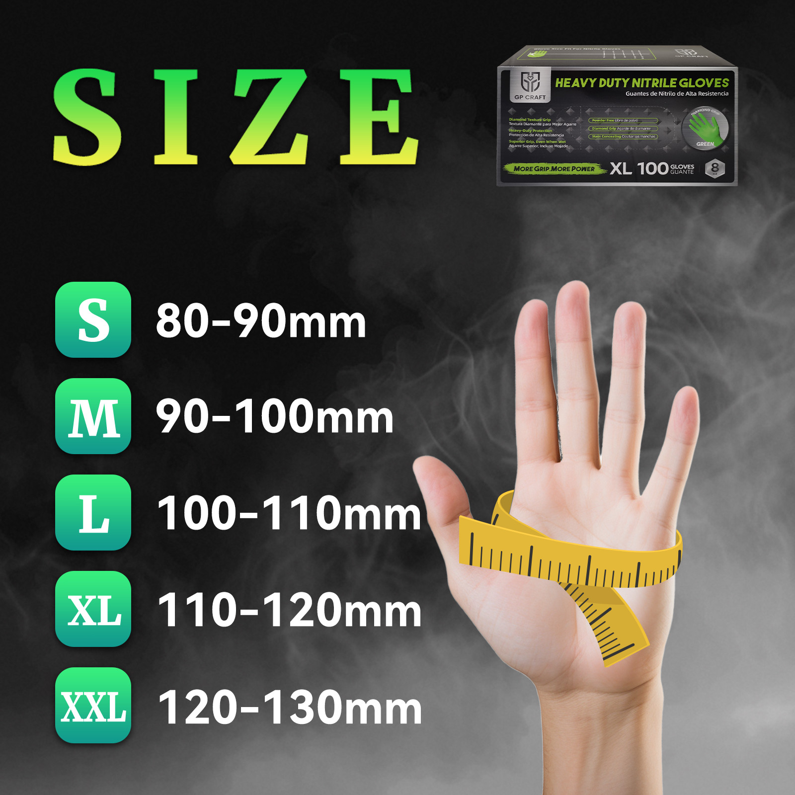 8 Mil Nitrile Gloves 100 Pack Heavy Duty Industrial Work Repair Latex Free Large