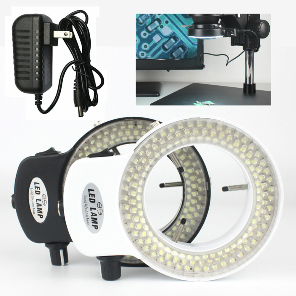 144 LED Bulbs Microscope Ring Light Illuminator Lamp US Plug Brightness Control