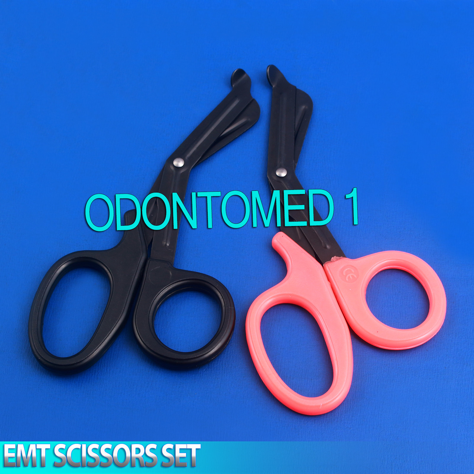Set Of 2 ( ORANGE BLACK) Fluoride Black Coated Trauma Paramedic EMT Shears
