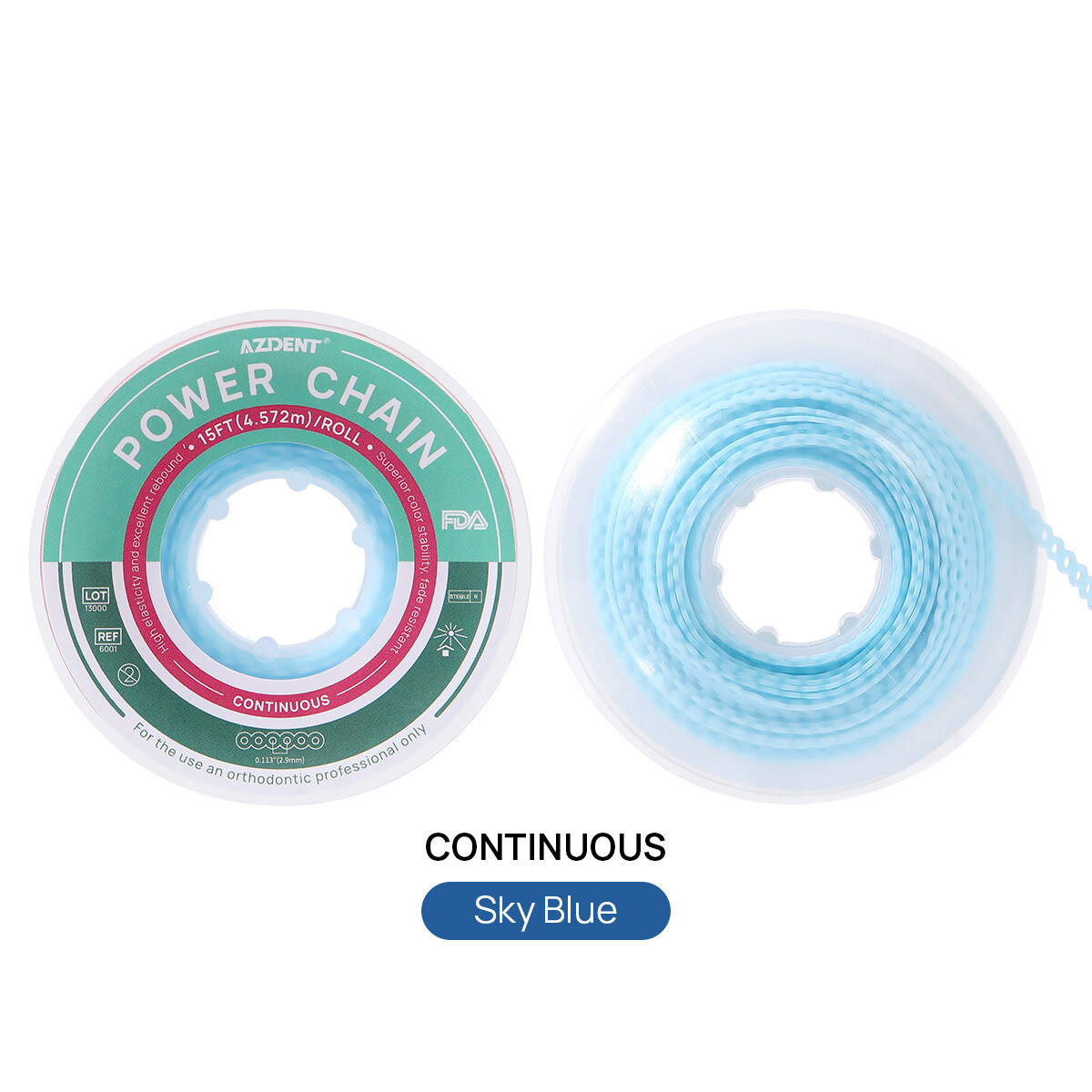 AZDENT Dental Orthodontic Colored Elastic Power Chain Long Short Continuous
