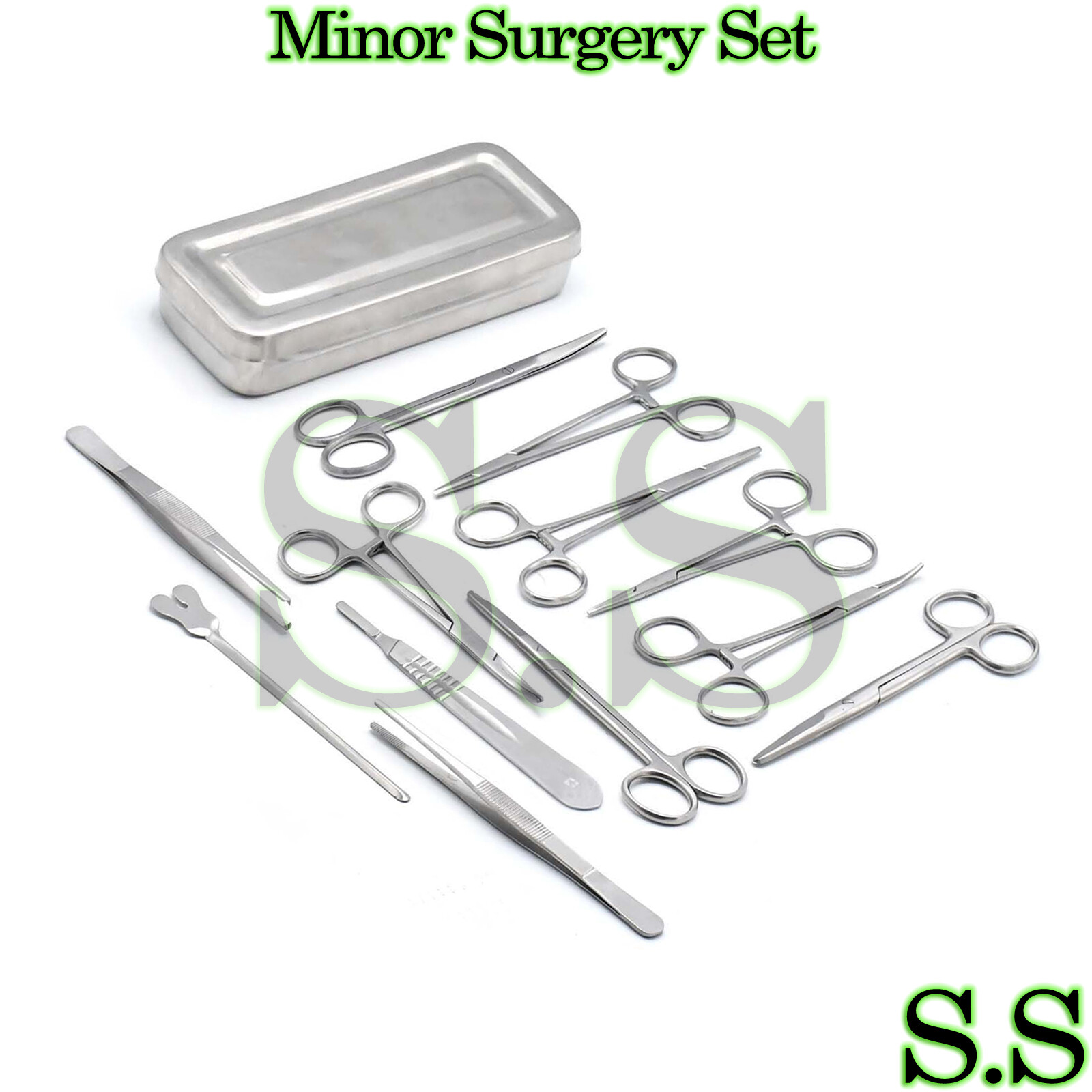 Set of 13 Pieces Basic Minor Surgery Kit Steel Box Surgical Instruments DS-1290