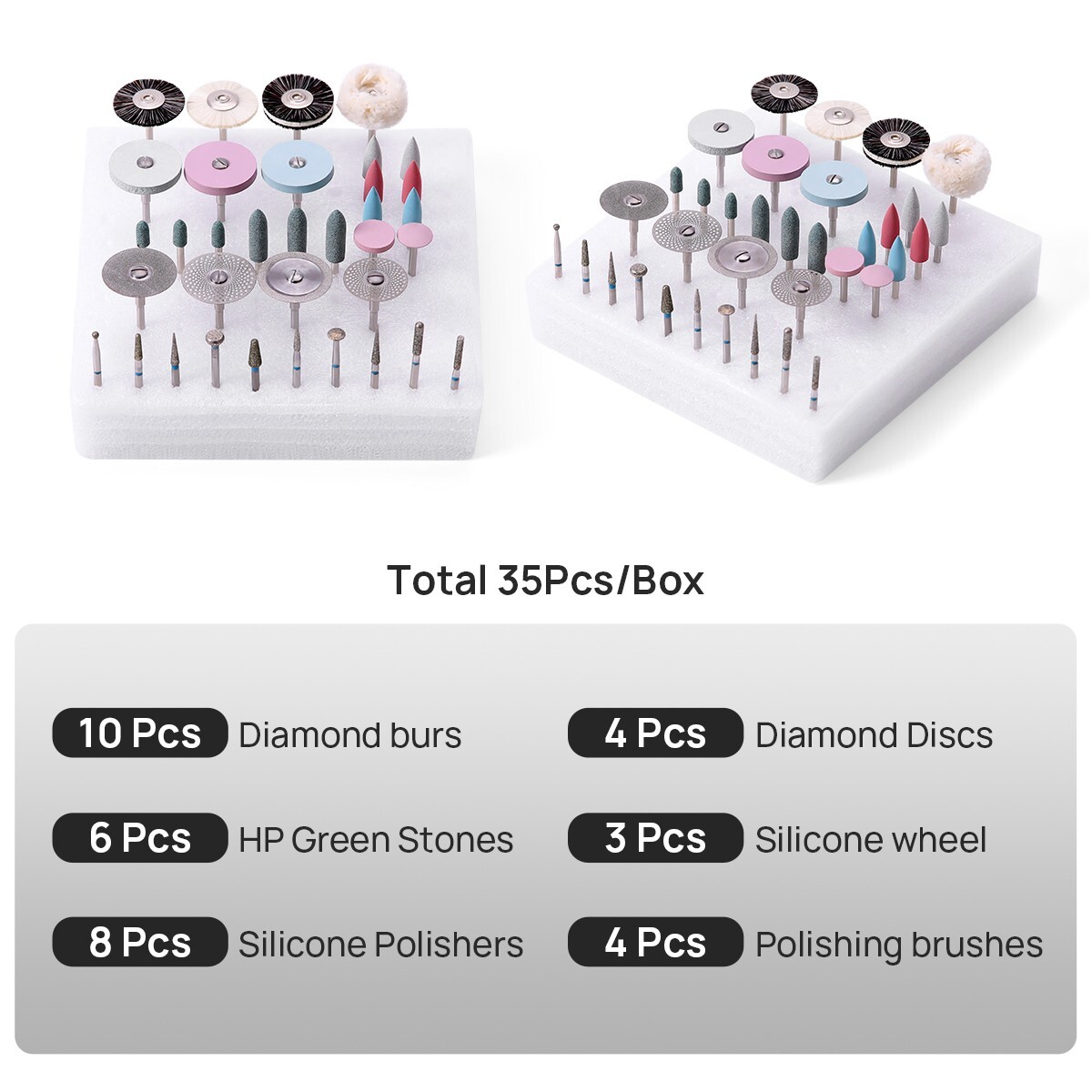 35 Pcs Dental Lab Use Grinding & Polishing Kit For Ceramics / Porcelain HP Bur